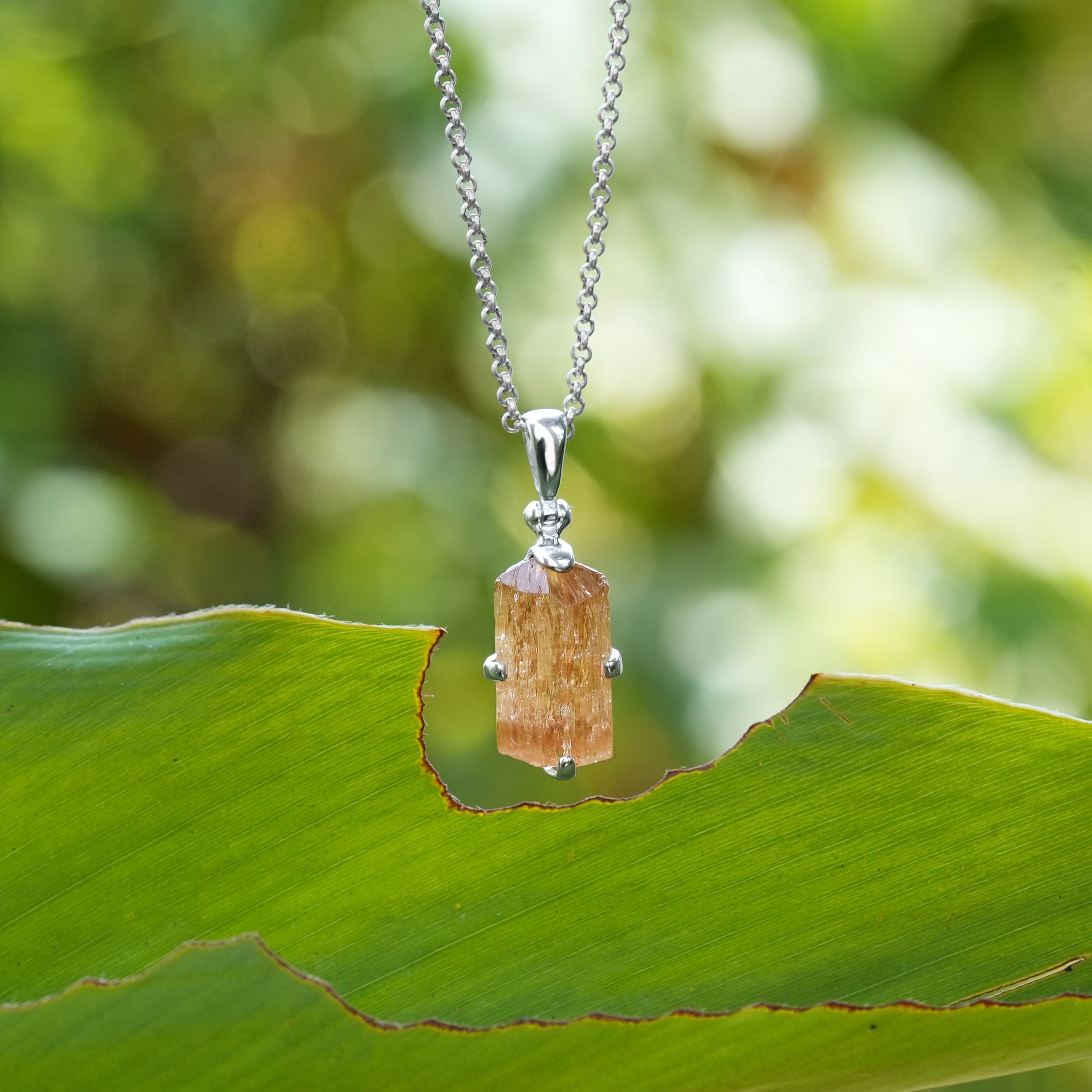 Starborn Natural Imperial Topaz Crystal Prong Set Pendant in Sterling Silver