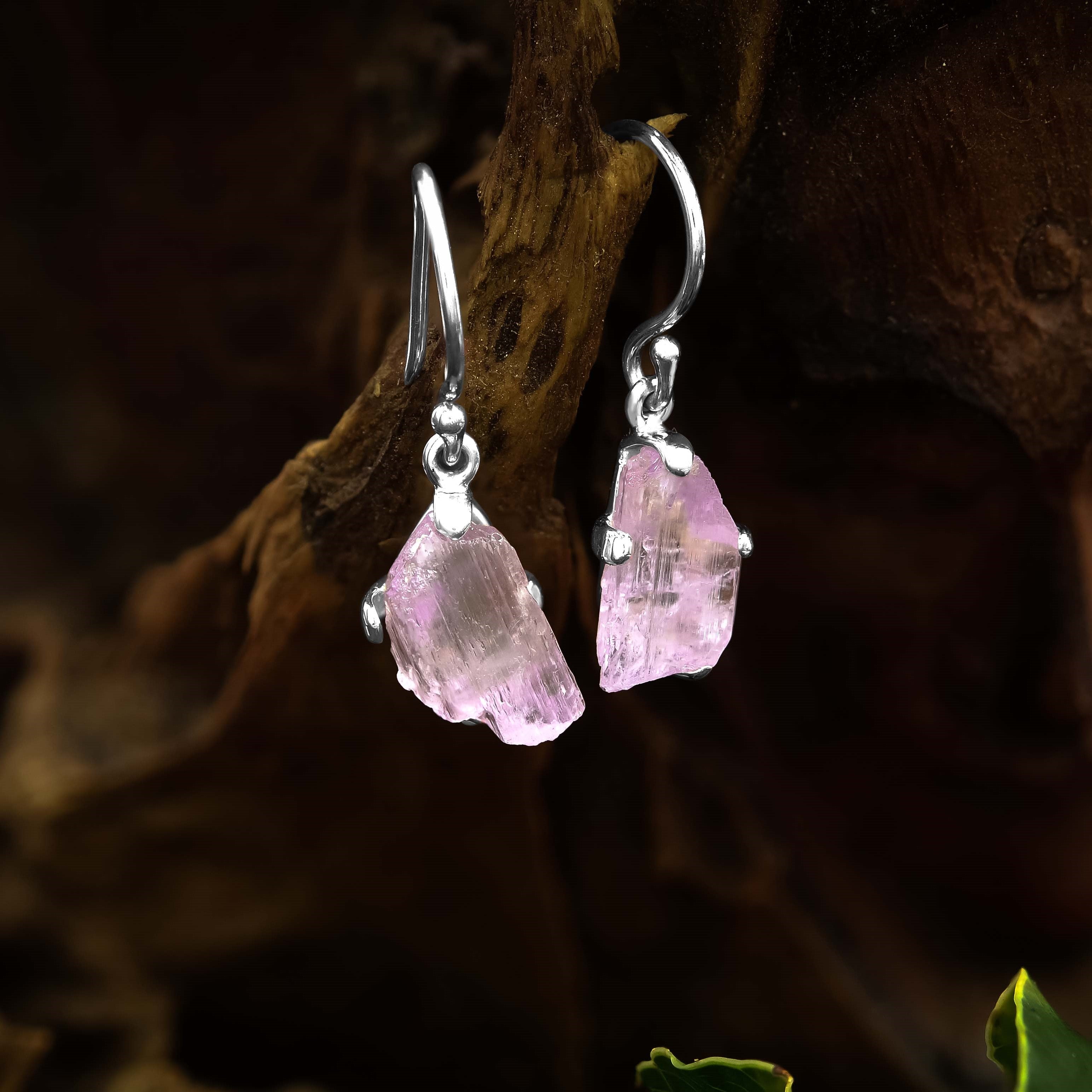 Boucles d'oreilles pendantes en cristal de kunzite Starborn en argent sterling