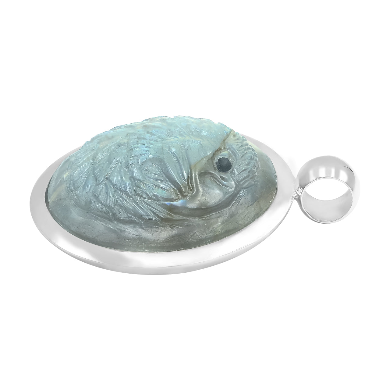 Pendentif médaillon en argent sterling avec tête d'aigle sculptée en pierres précieuses Starborn