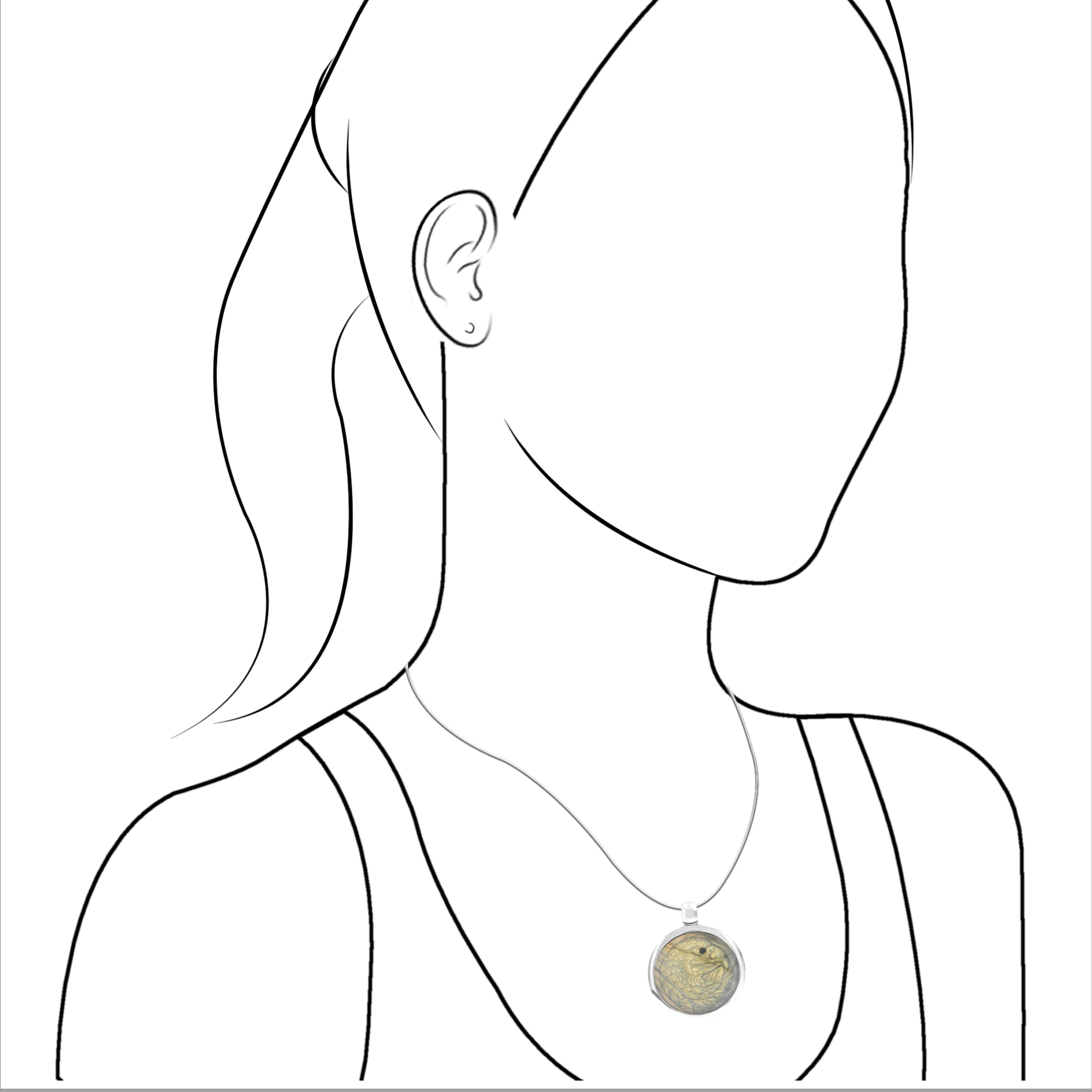 Pendentif médaillon en argent sterling avec tête d'aigle sculptée en pierres précieuses Starborn