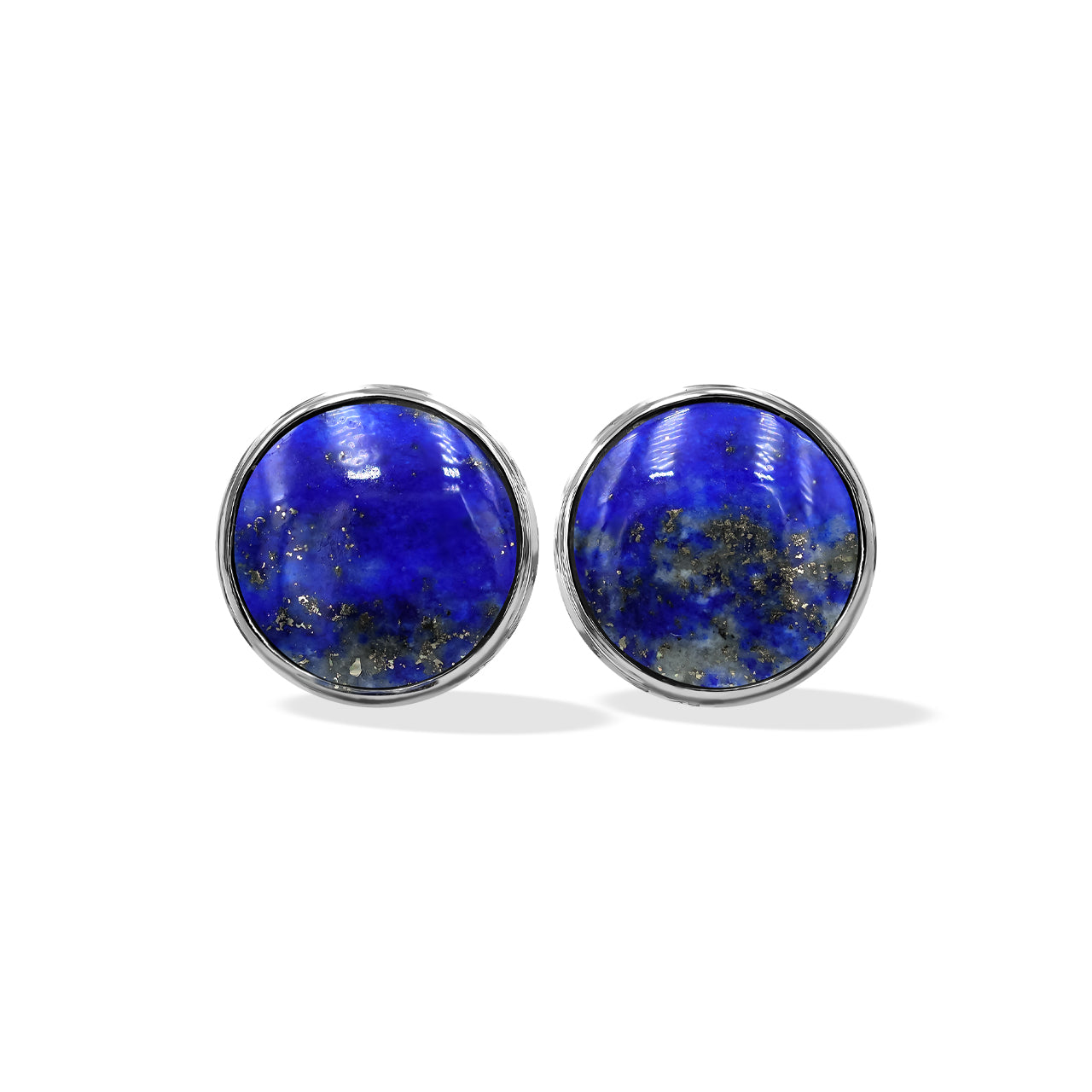 Starborn Gemstone Round 10 mm Double Bezel Set Post Earrings in Sterling Silver