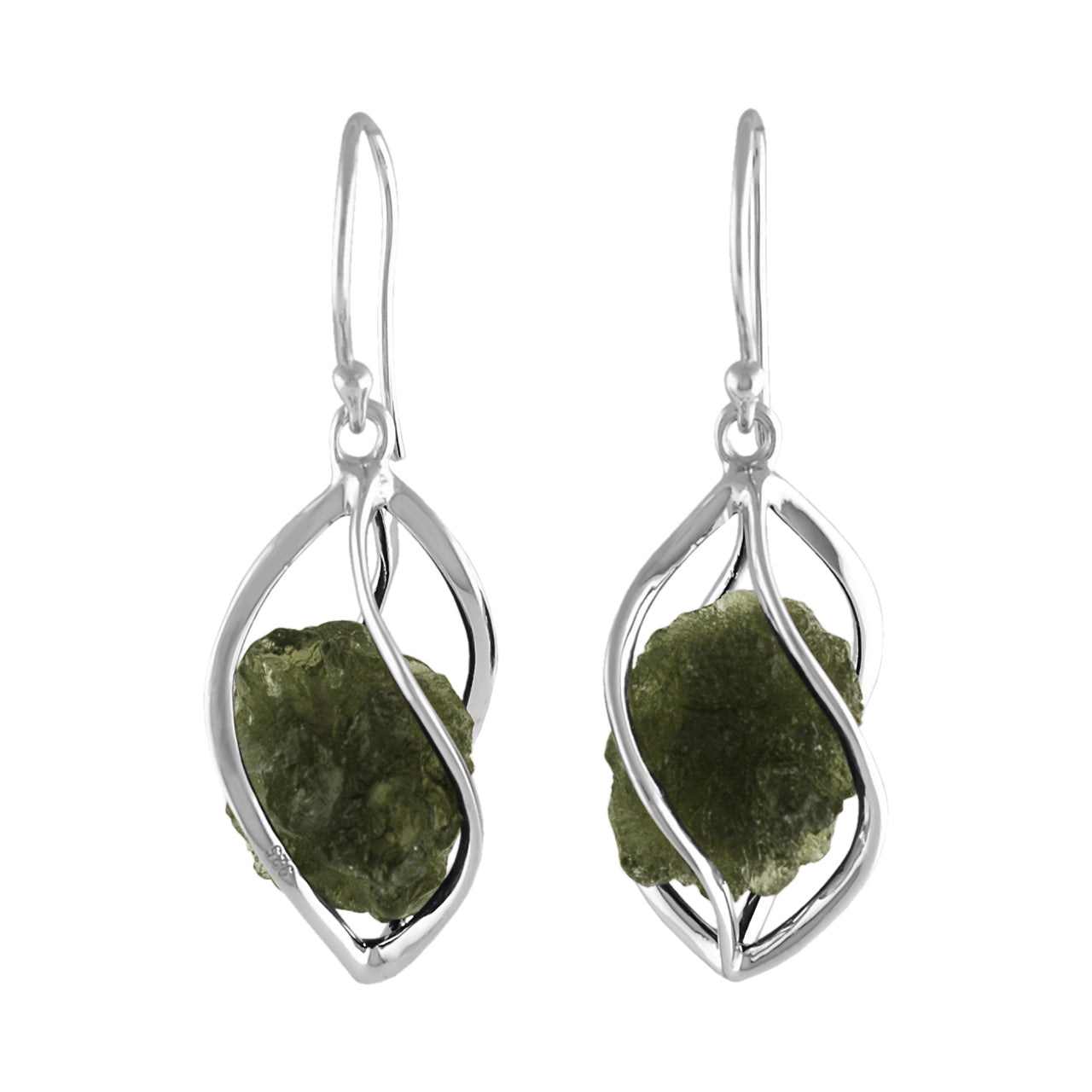 Moldavite Caged Earrings
