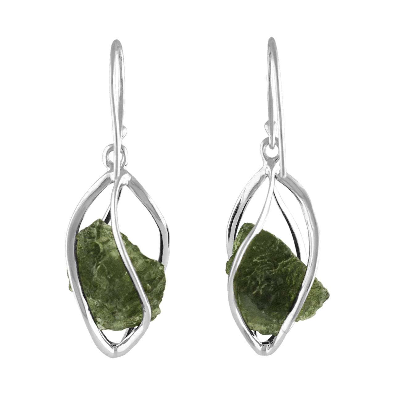 Moldavite Caged Earrings
