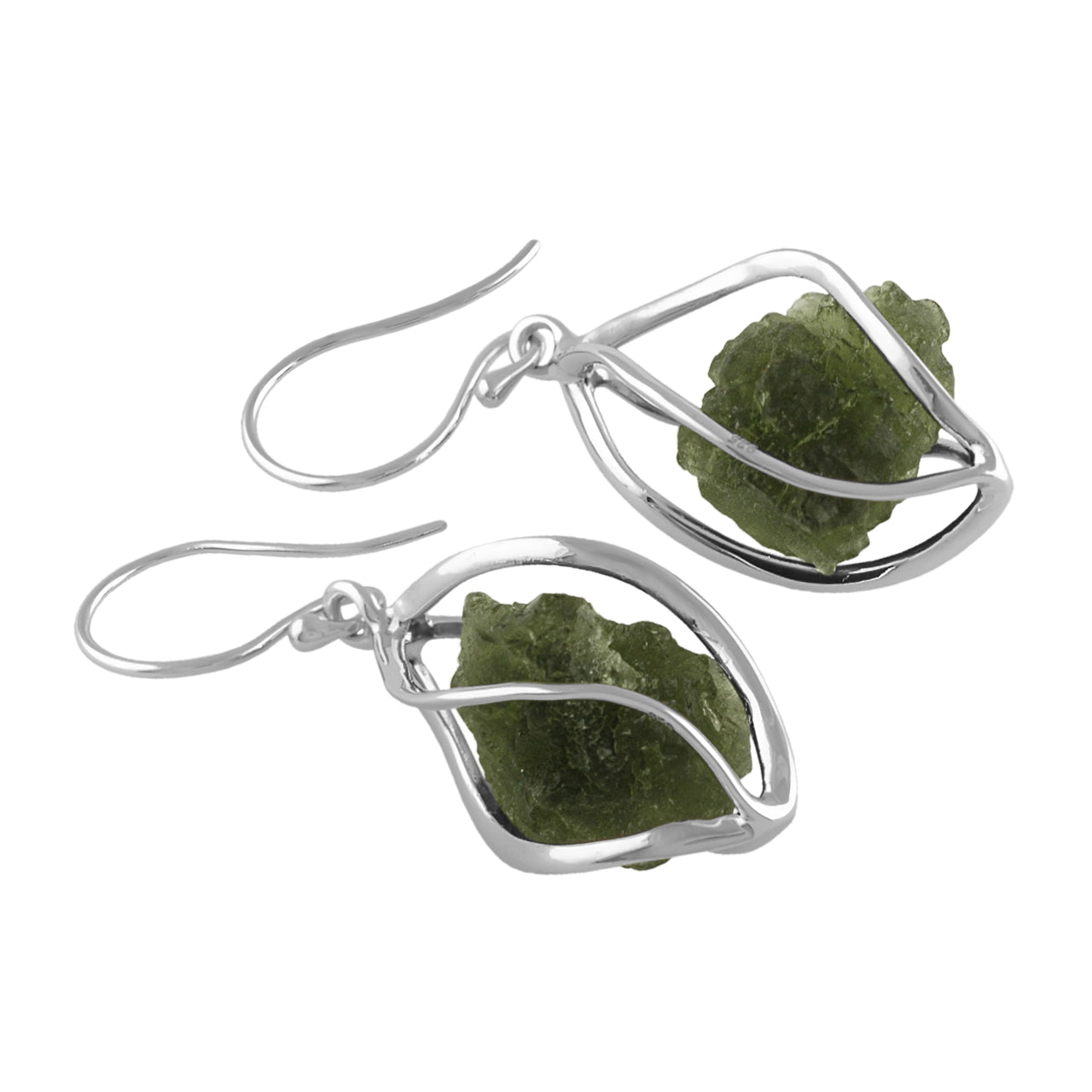 Moldavite Caged Earrings