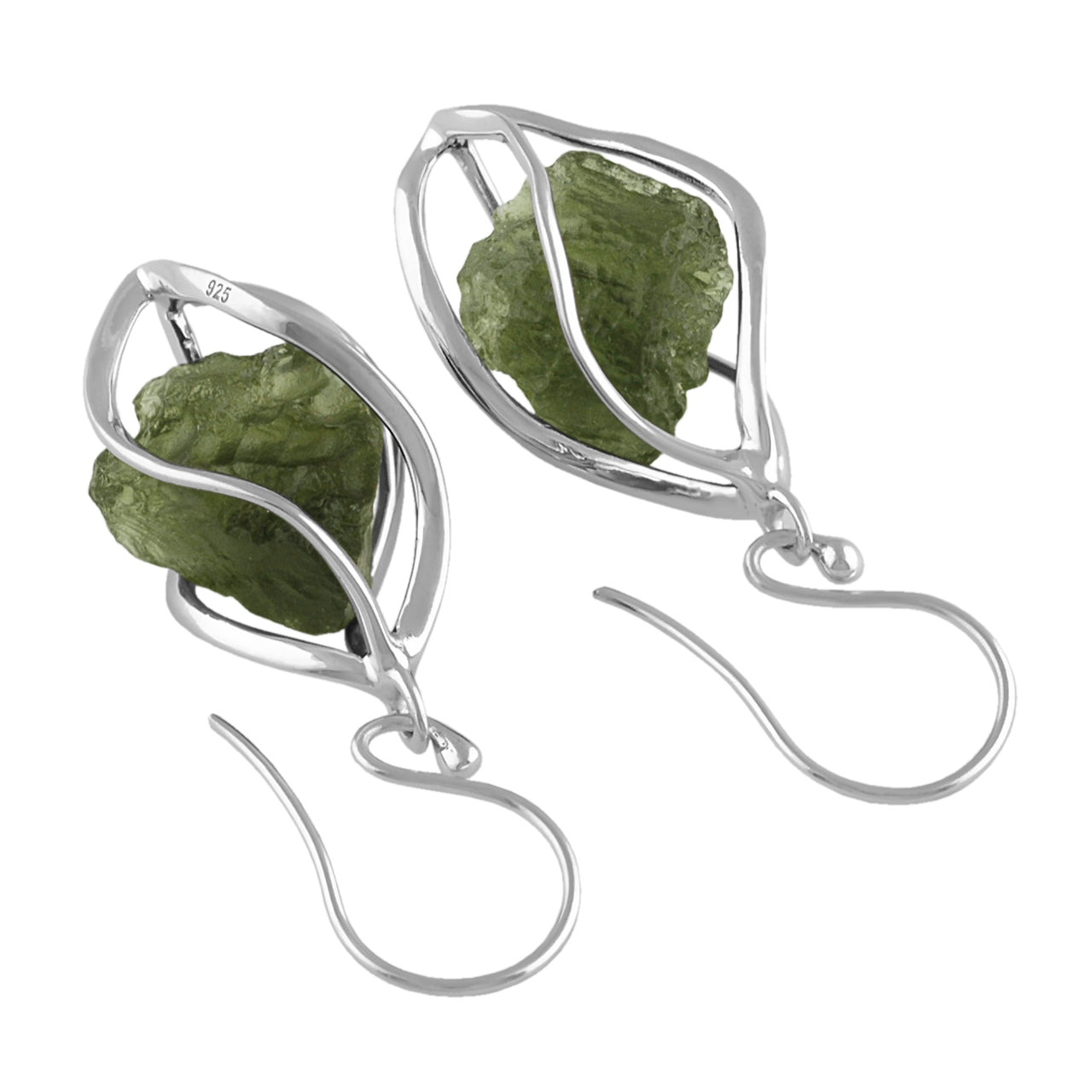 Moldavite Caged Earrings