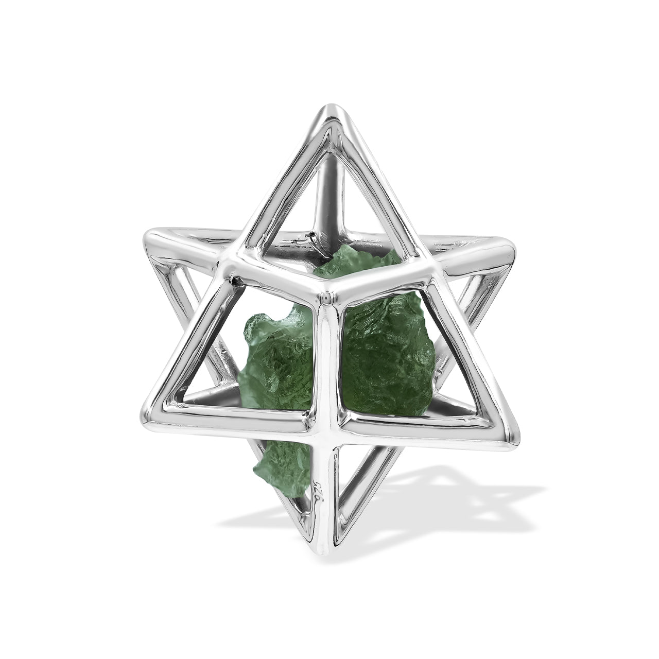 Starborn Merkabah – Mittlerer Käfig-Anhänger aus grobem Edelstein in Sterlingsilber