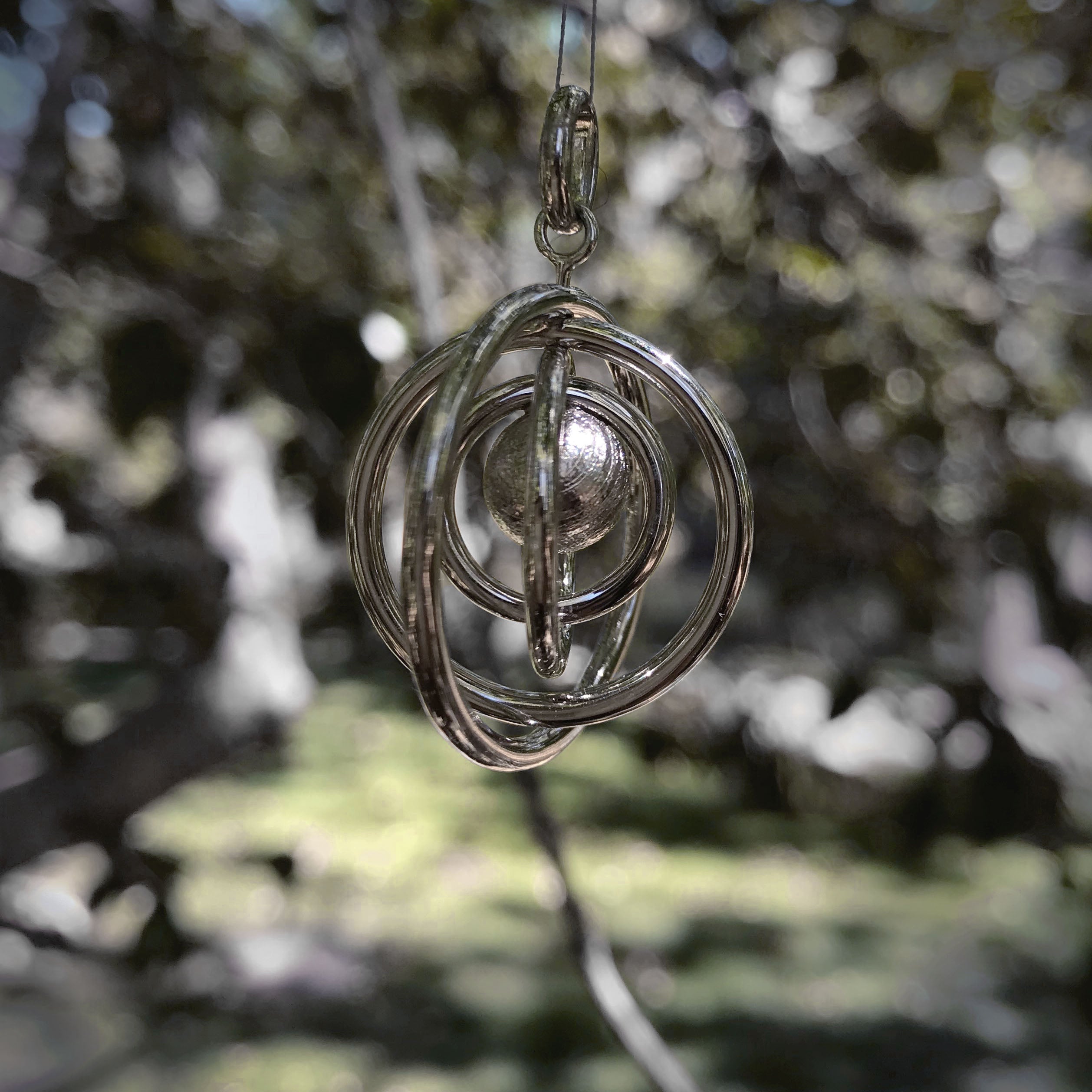 Starborn Muonionalusta Meteorite Orbit Pendant in Sterling Silver