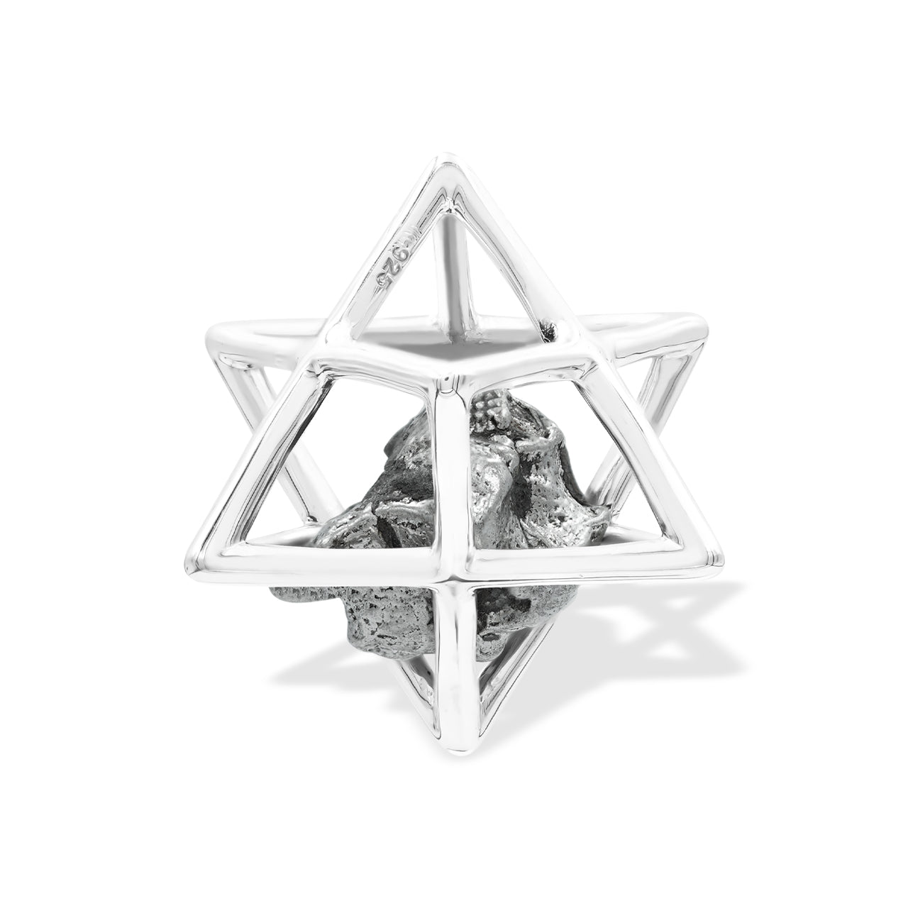 Starborn Merkabah – Mittlerer Käfig-Anhänger aus grobem Edelstein in Sterlingsilber