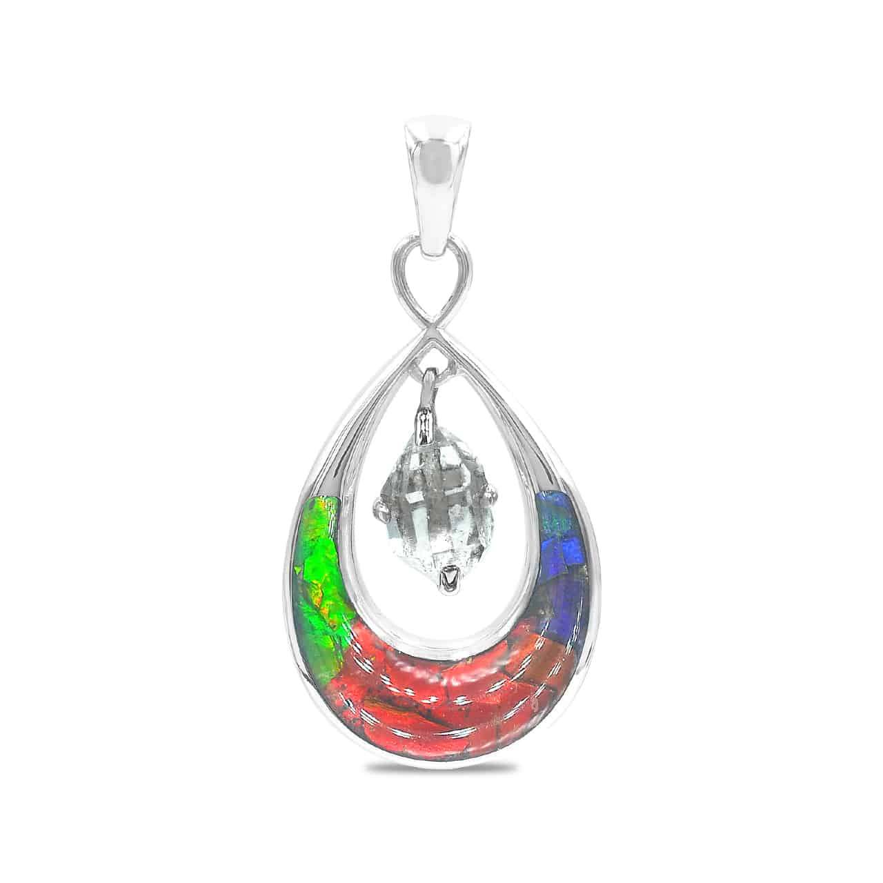 Starborn-Edelstein- und Herkimer-Diamant-Anhänger aus Sterlingsilber