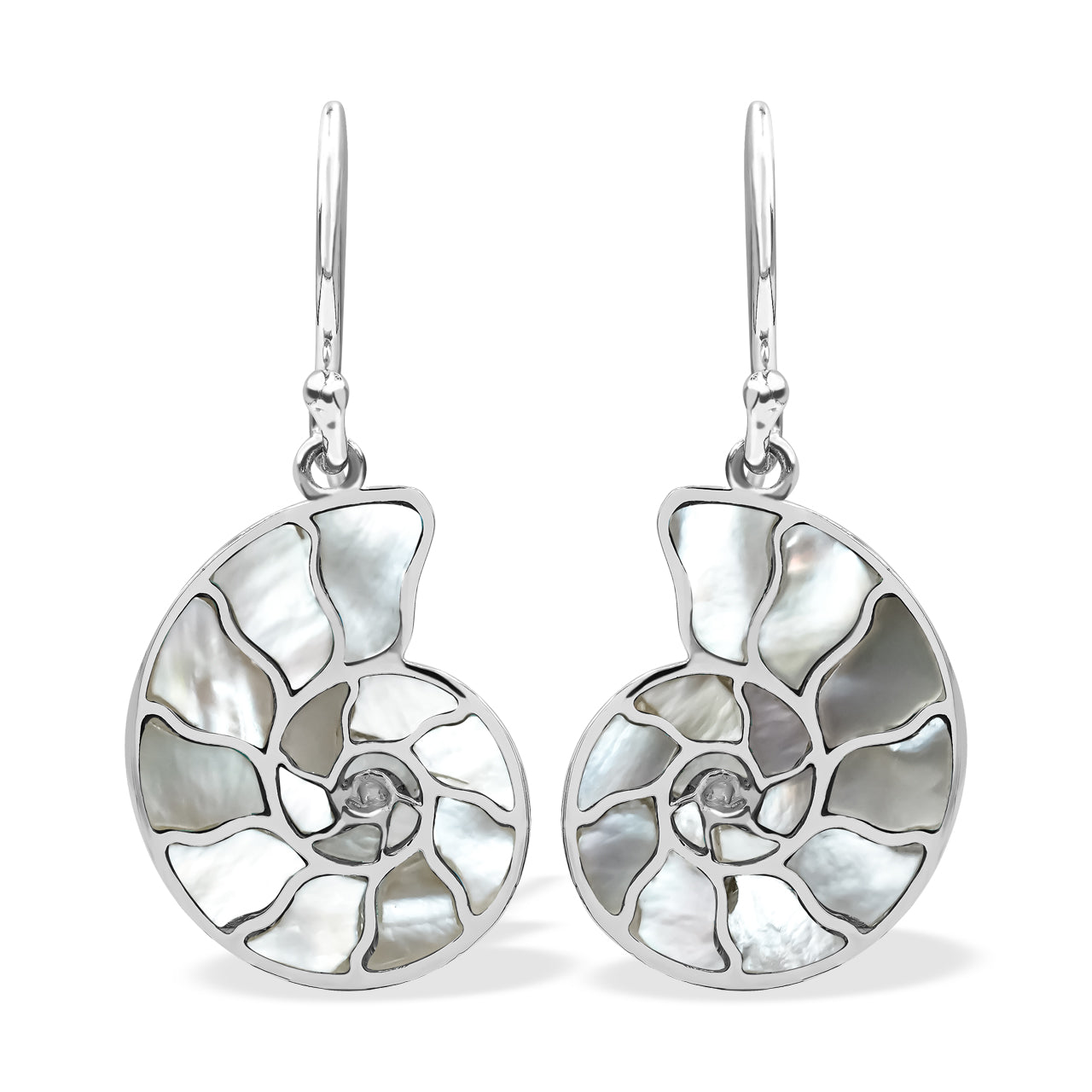 Starborn Nautilus Ammonite with Gemstones Inlay Earring in Sterling Silver - Small