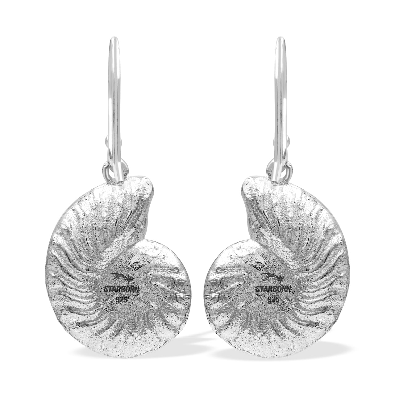 Starborn Nautilus Ammonite with Gemstones Inlay Earring in Sterling Silver - Small