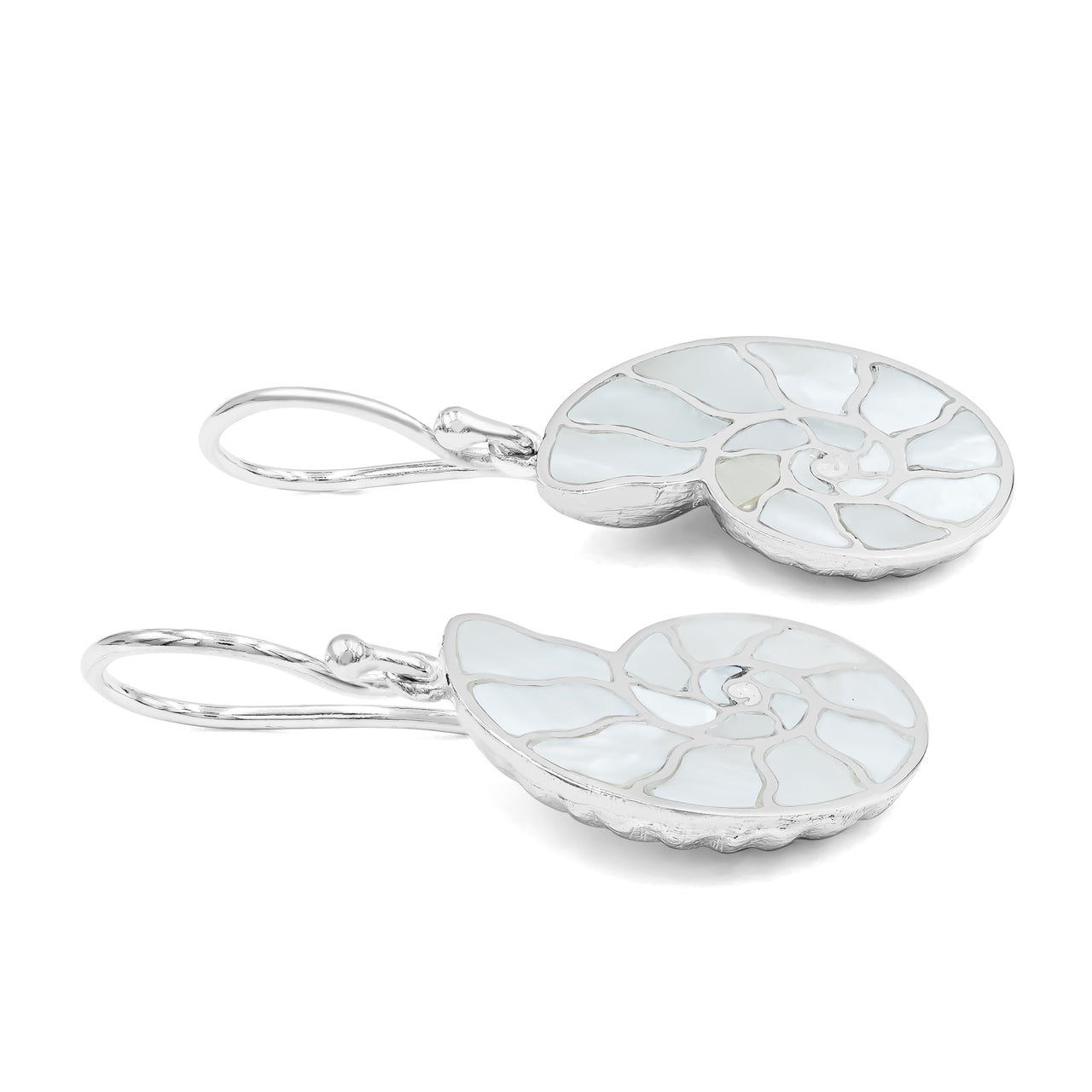 Starborn Nautilus Ammonite with Gemstones Inlay Earring in Sterling Silver - Small