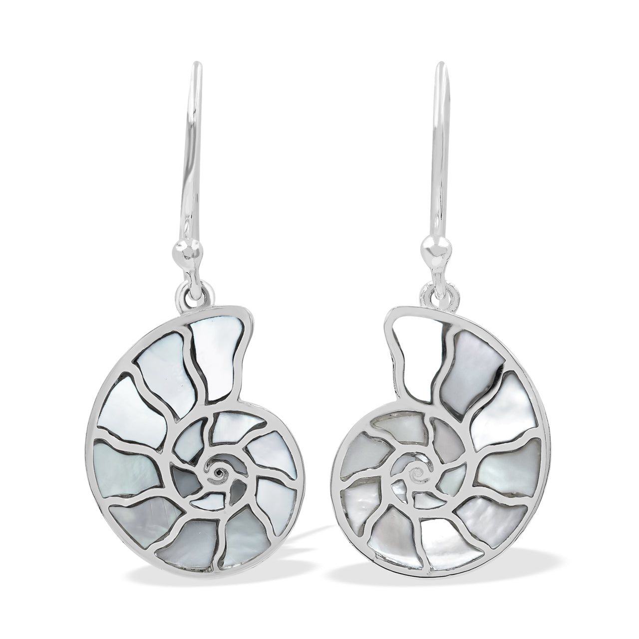 Starborn Nautilus Ammonite with Gemstones Inlay Earring in Sterling Silver - Extra Small