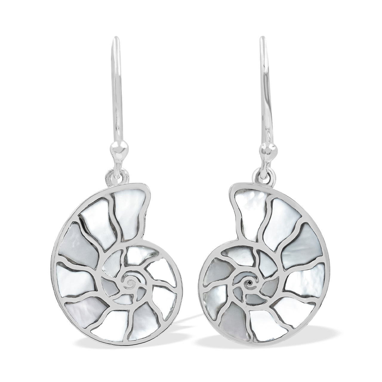 Mother of Pearl Cast Ammonite Earrings