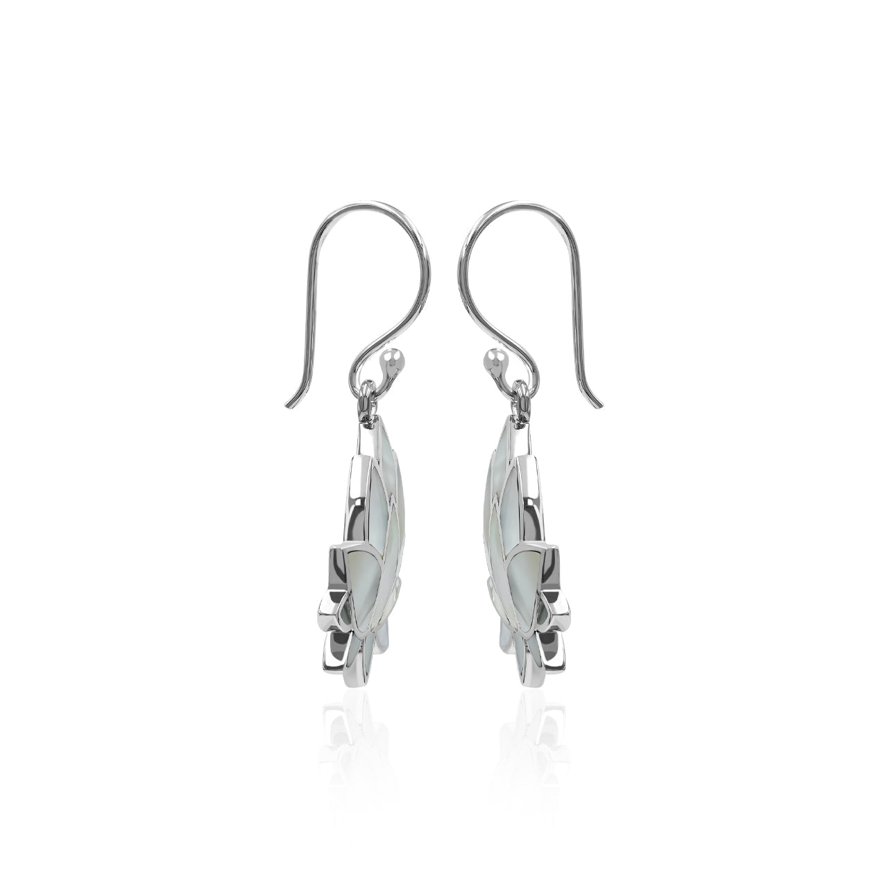 Starborn Gemstone Inlay Lotus Earring in Sterling Silver