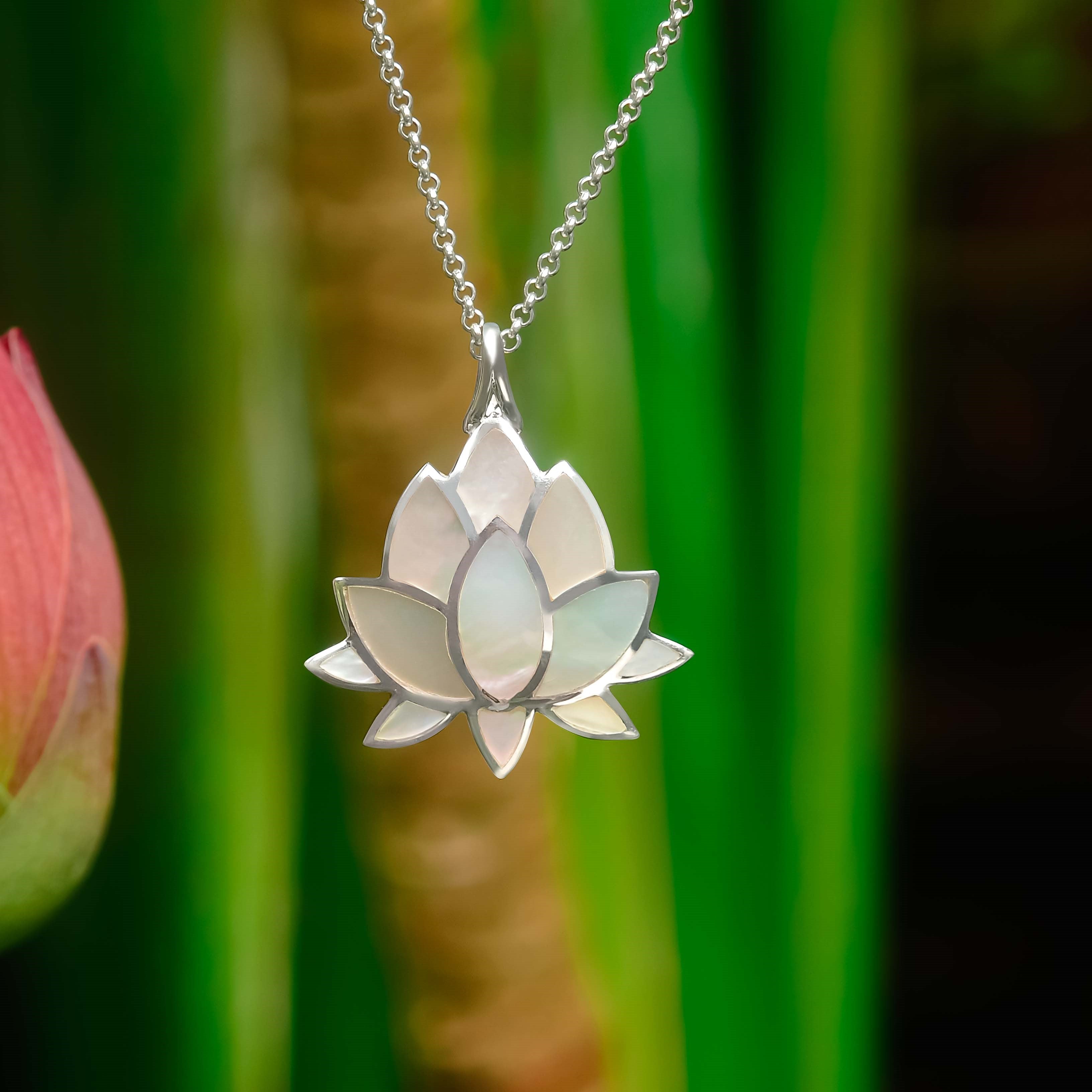 Starborn Colorful Lotus Pendant in Sterling Silver