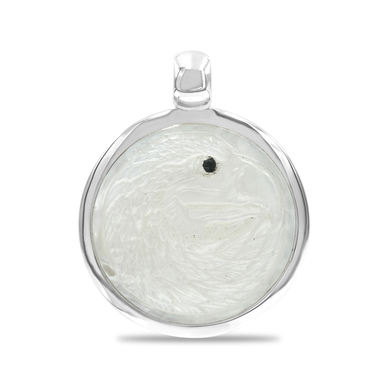 Pendentif médaillon en argent sterling avec tête d'aigle sculptée en pierres précieuses Starborn