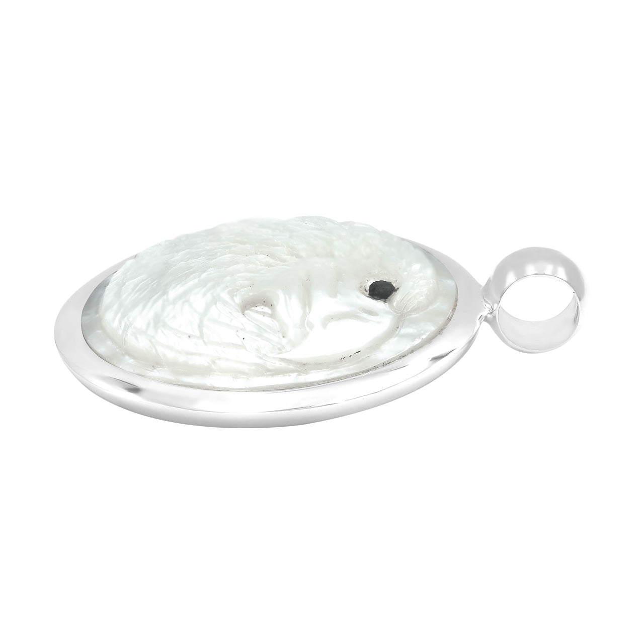Pendentif médaillon en argent sterling avec tête d'aigle sculptée en pierres précieuses Starborn