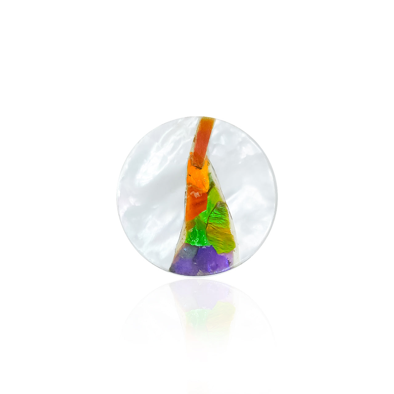 Cabochon rond Starborn 18 mm en nacre avec incrustation d'ammolite - 1 pièce