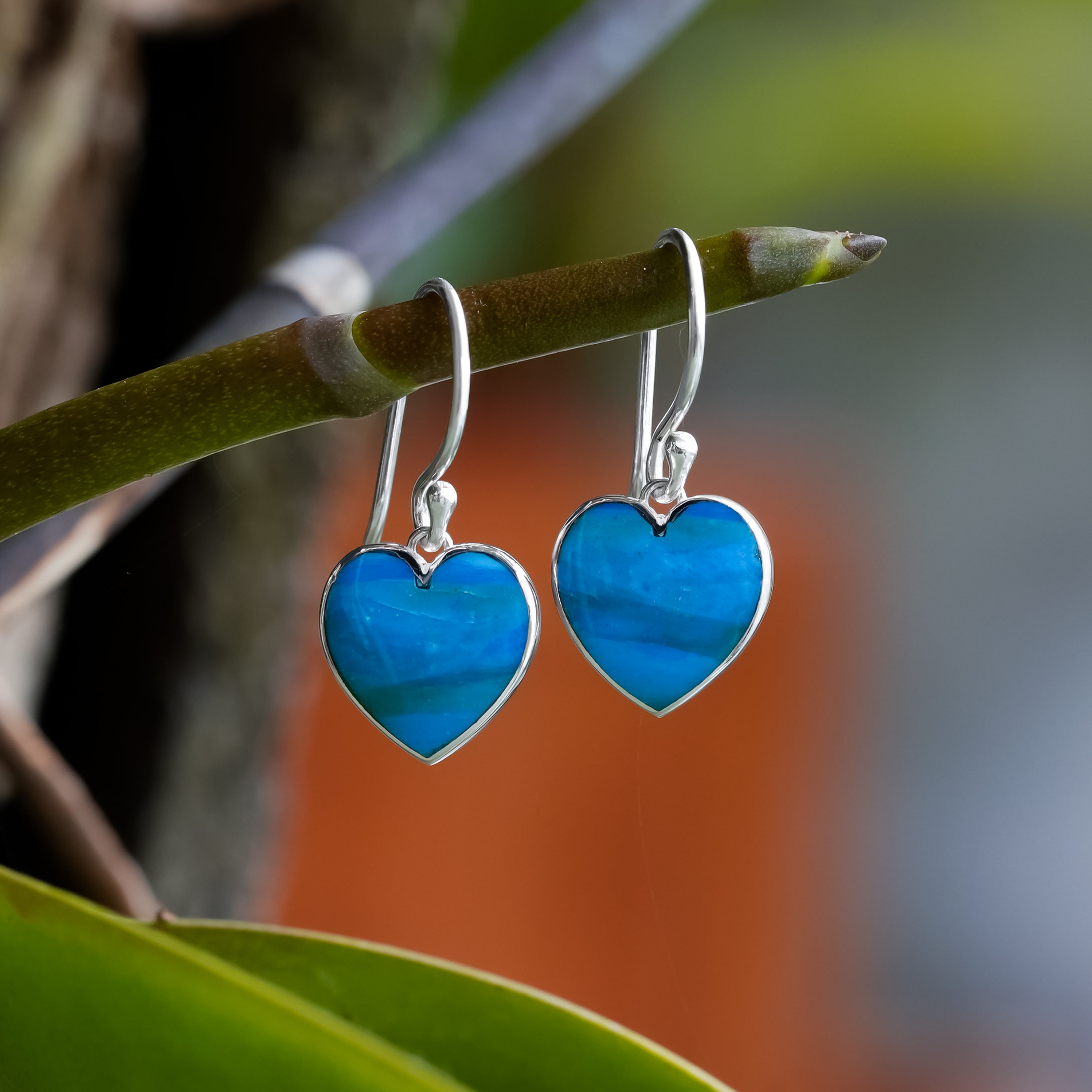 Starborn Gemstones Heart Earrings in Sterling Silver