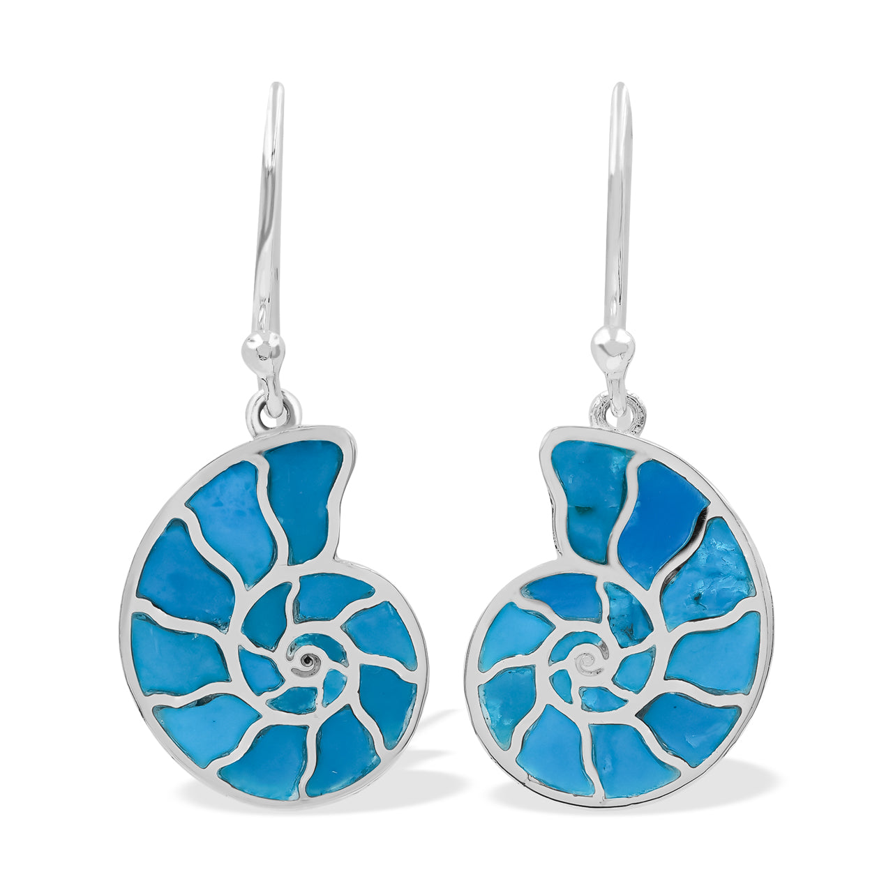 Starborn Nautilus Ammonite with Gemstones Inlay Earring in Sterling Silver - Extra Small