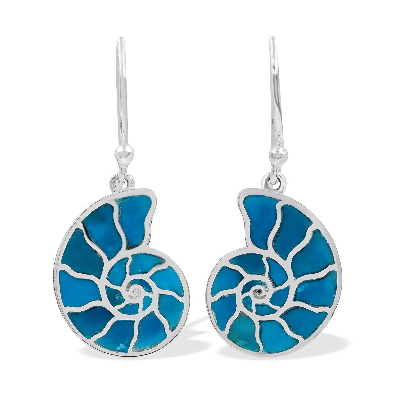 Peruvian Blue Opal Cast Ammonite Earrings