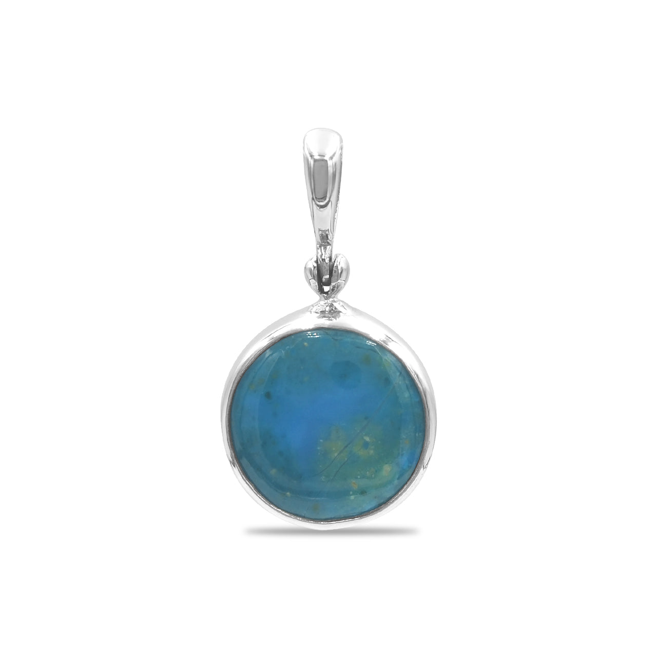 Starborn Peruvian Blue Opal Round Pendant in Sterling Silver