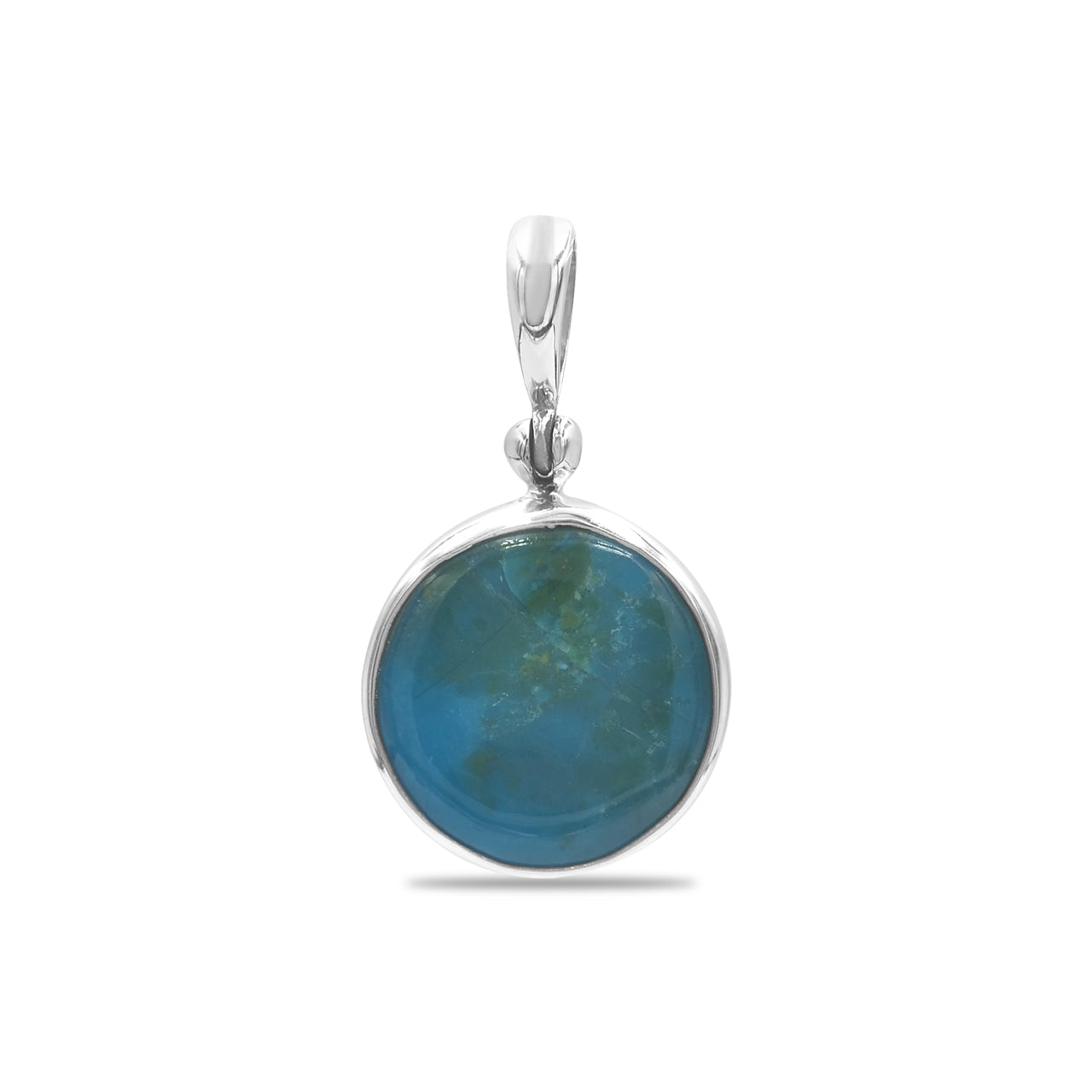 Starborn Peruvian Blue Opal Round Pendant in Sterling Silver
