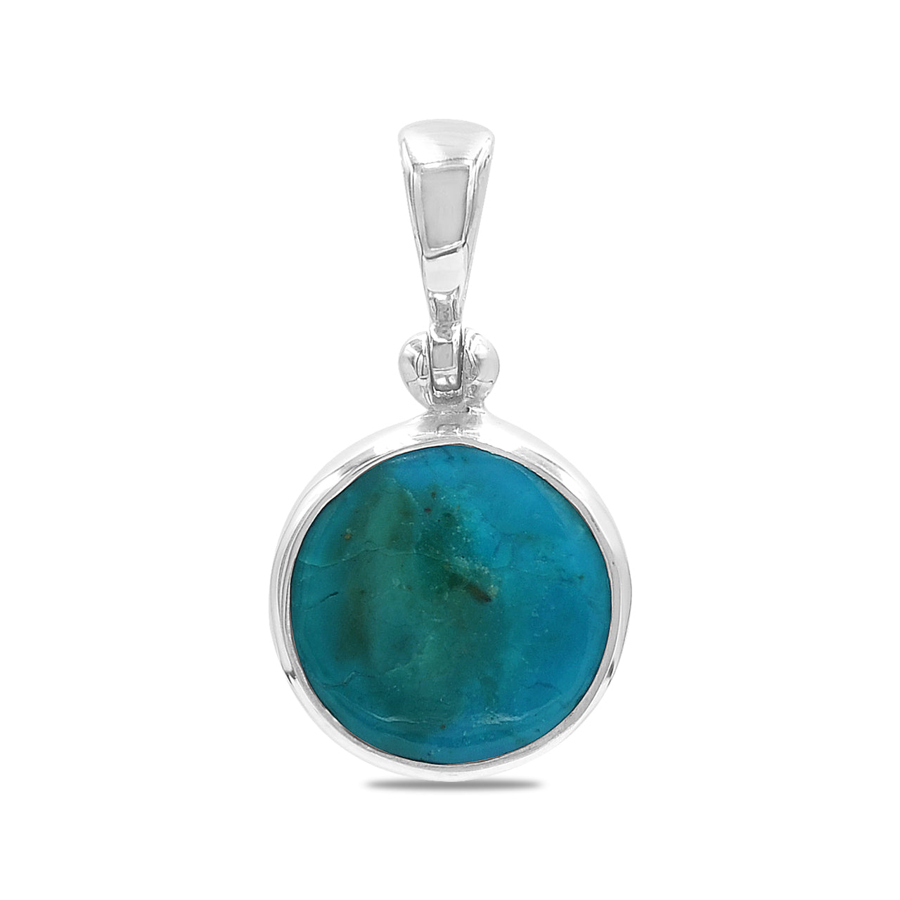 Starborn Peruvian Blue Opal Round Pendant in Sterling Silver