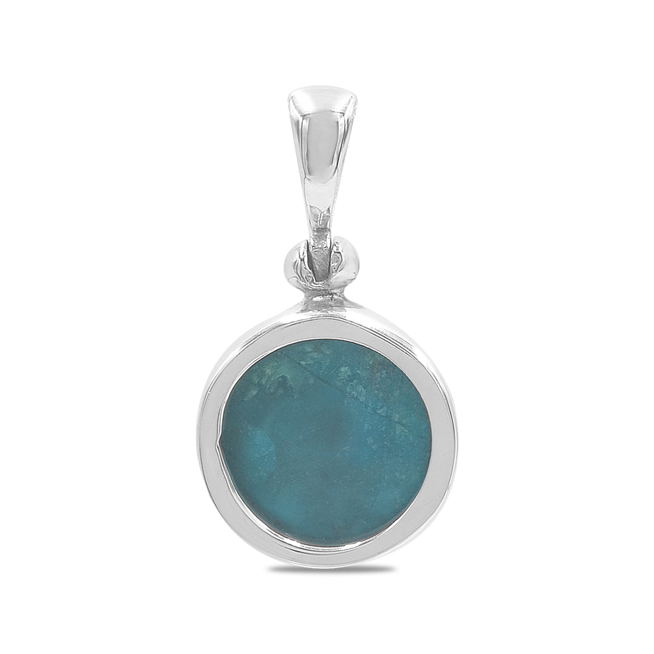 Starborn Peruvian Blue Opal Round Pendant in Sterling Silver