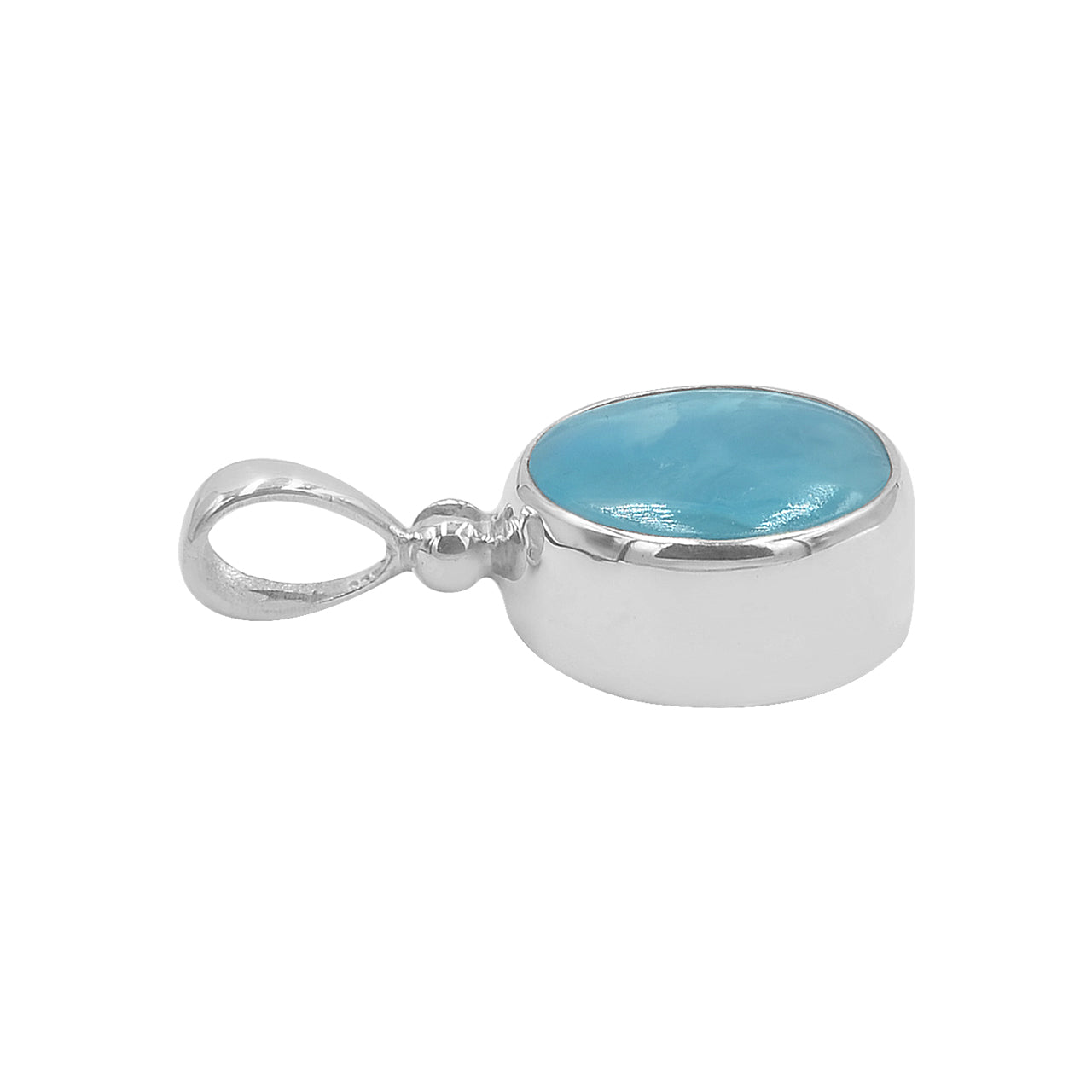 Starborn Peruvian Blue Opal Round Pendant in Sterling Silver