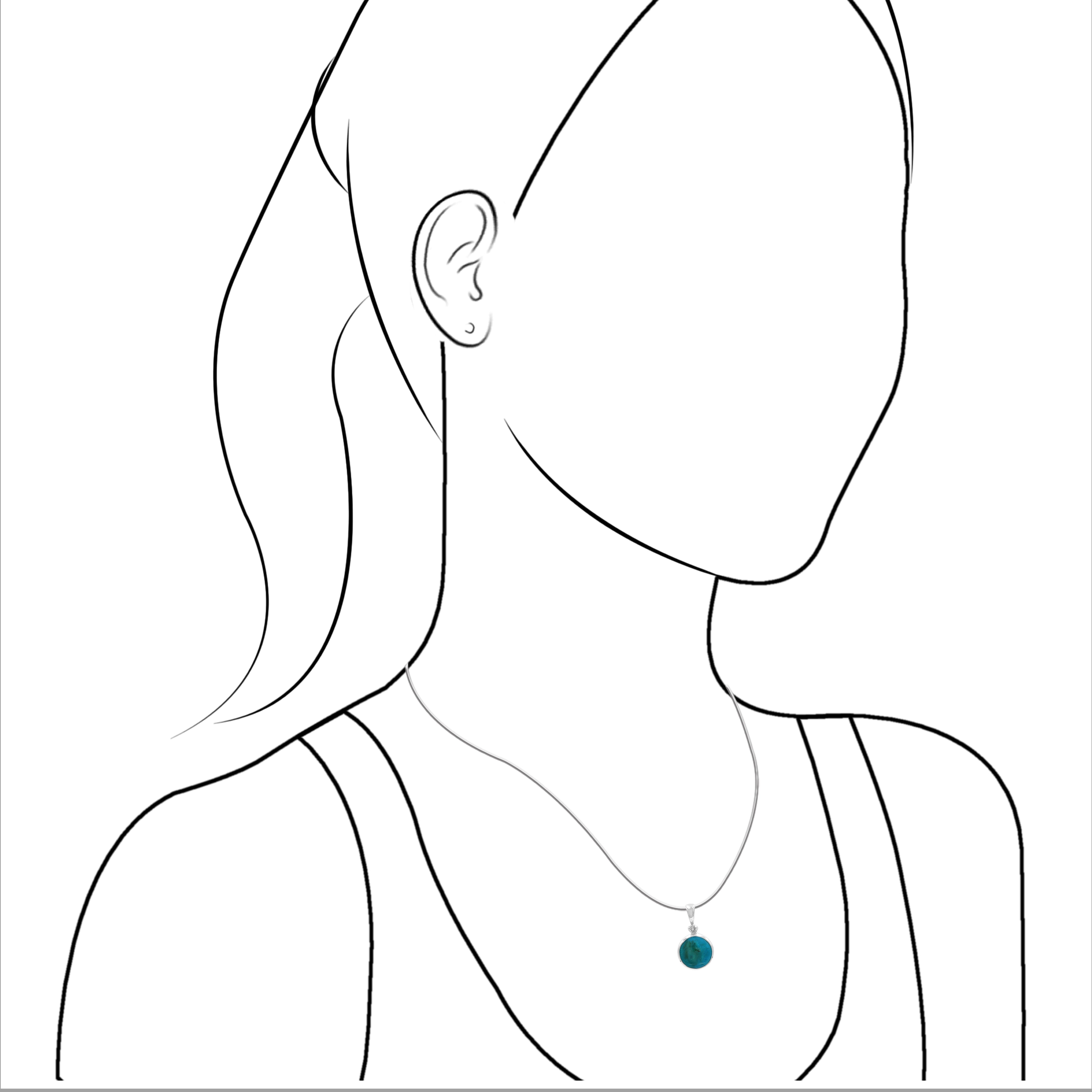 Starborn Peruvian Blue Opal Round Pendant in Sterling Silver