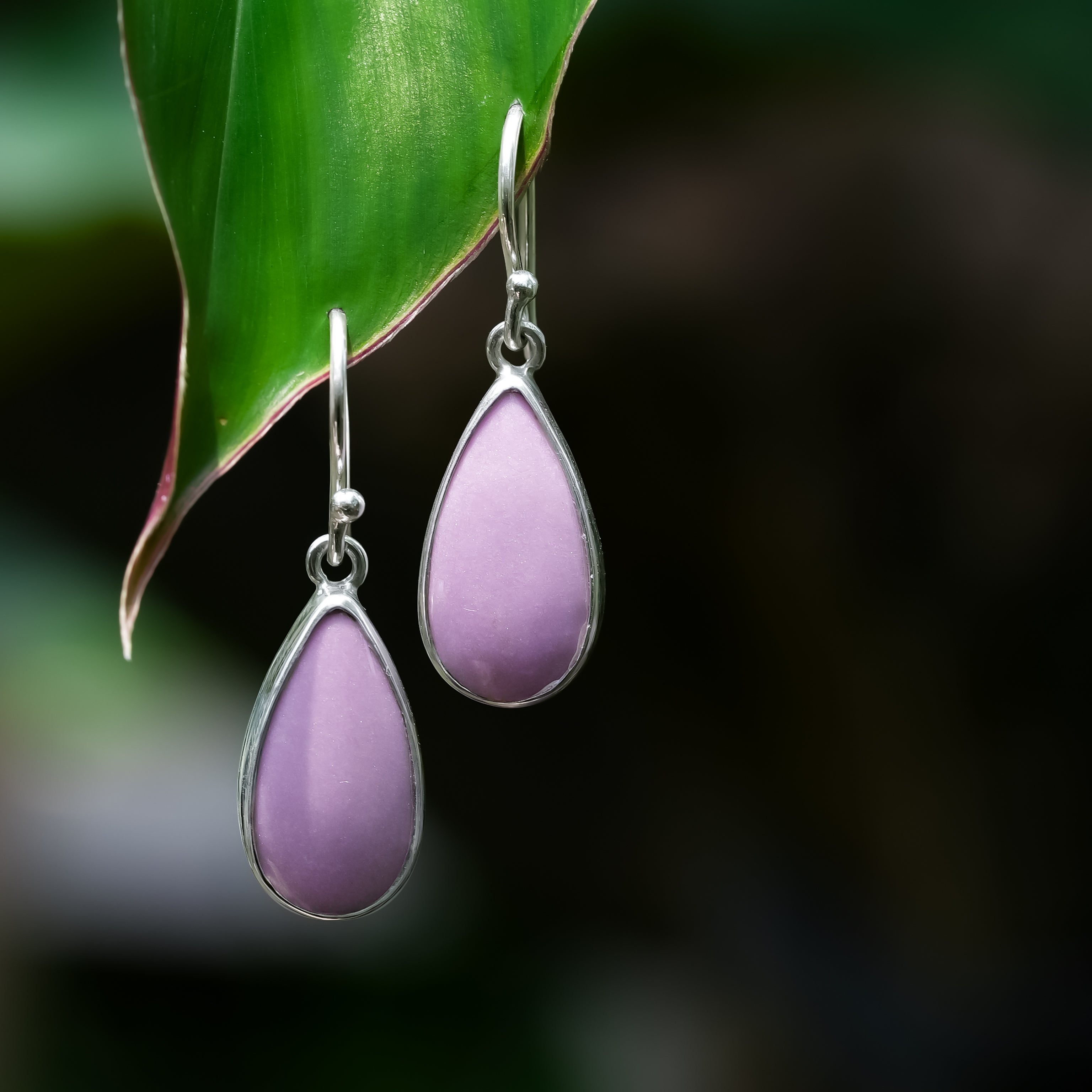Starborn Phosphosiderite Pear Earrings in Sterling Silver