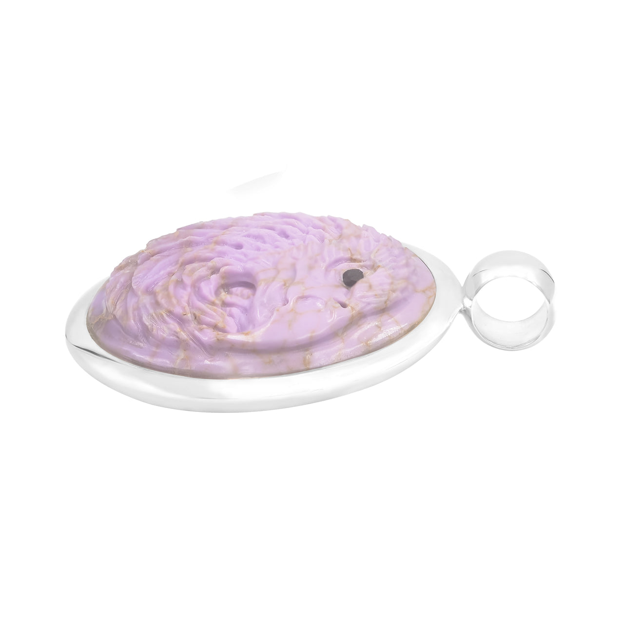 Pendentif médaillon en argent sterling avec tête d'aigle sculptée en pierres précieuses Starborn