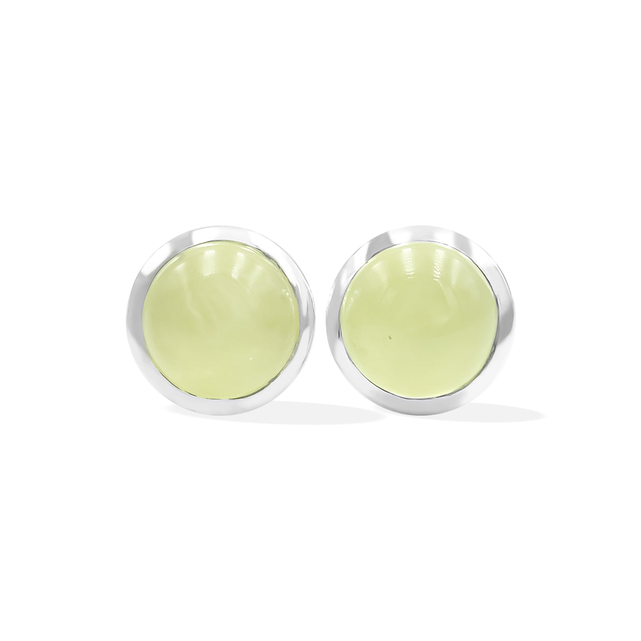 Starborn Prehnite Round Post Earrings in Sterling Silver