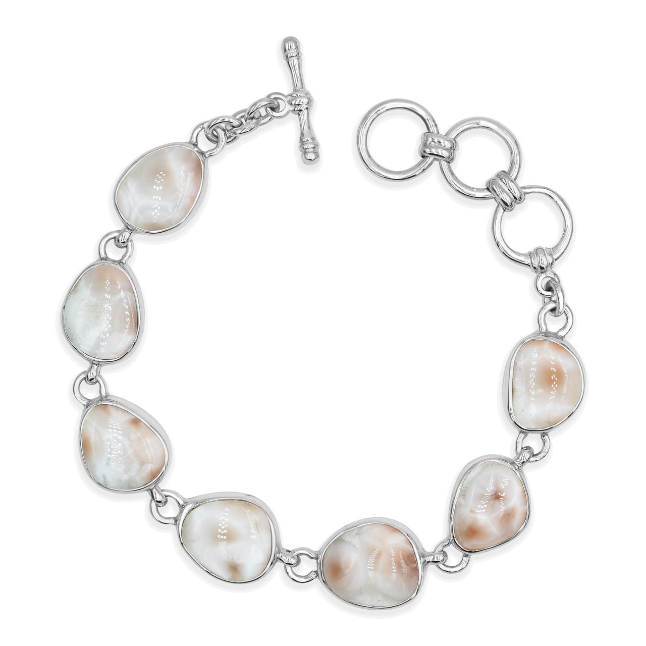 Starborn Pink Natrolite Freeform Bracelet in Sterling Silver