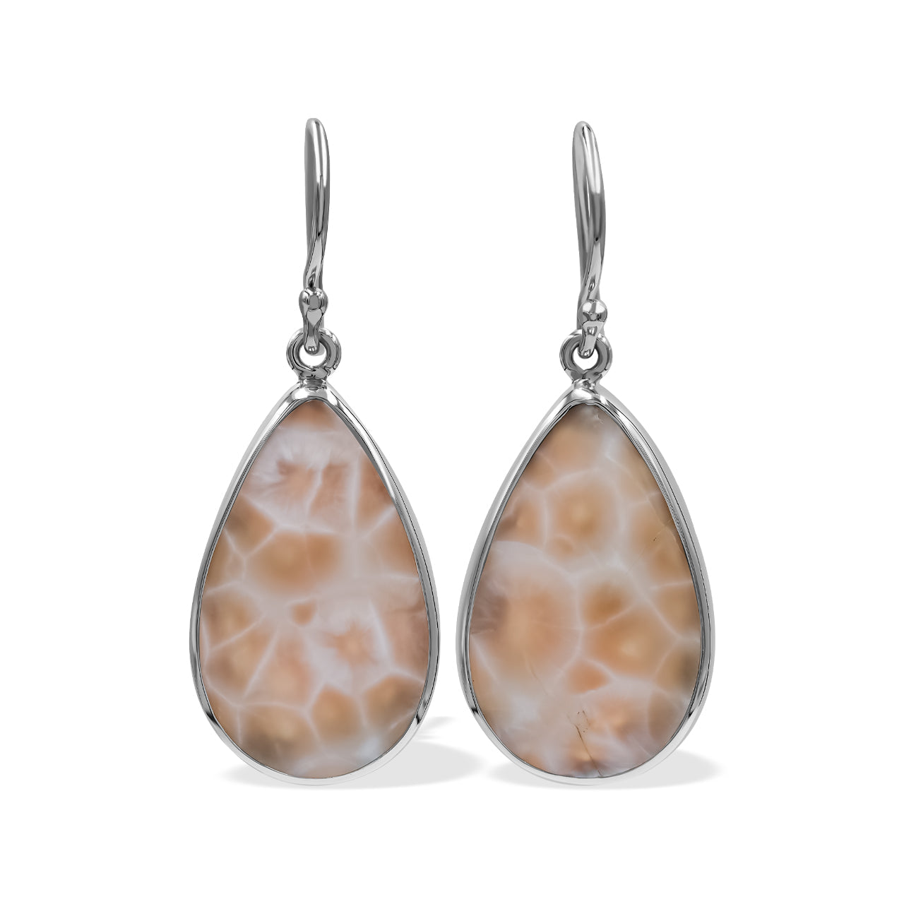 Starborn Pink Natrolite Pear Shaped Dangle Earring in Sterling Silver