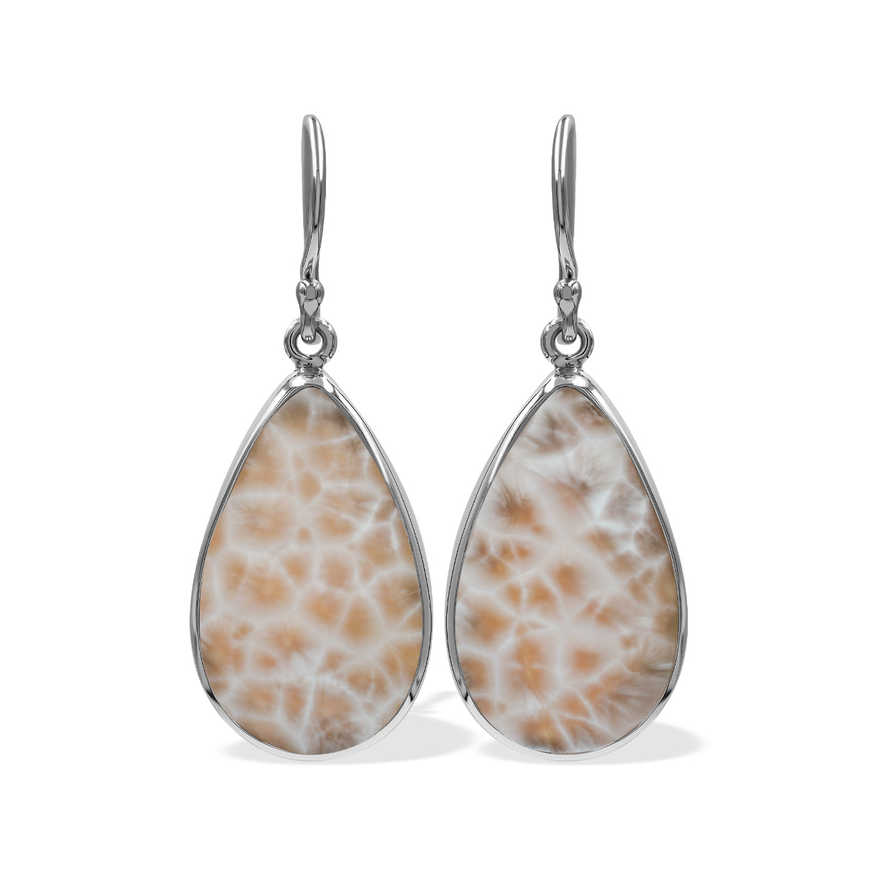 Starborn Pink Natrolite Pear Shaped Dangle Earring in Sterling Silver