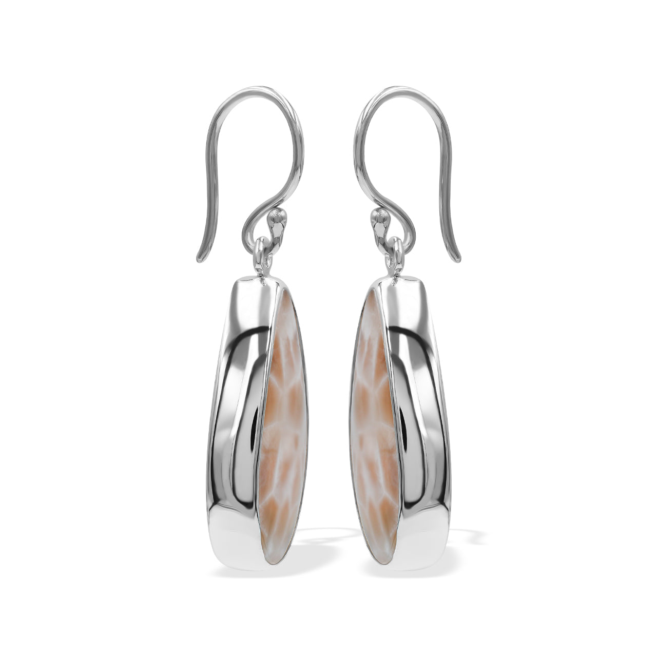 Starborn Pink Natrolite Pear Shaped Dangle Earring in Sterling Silver