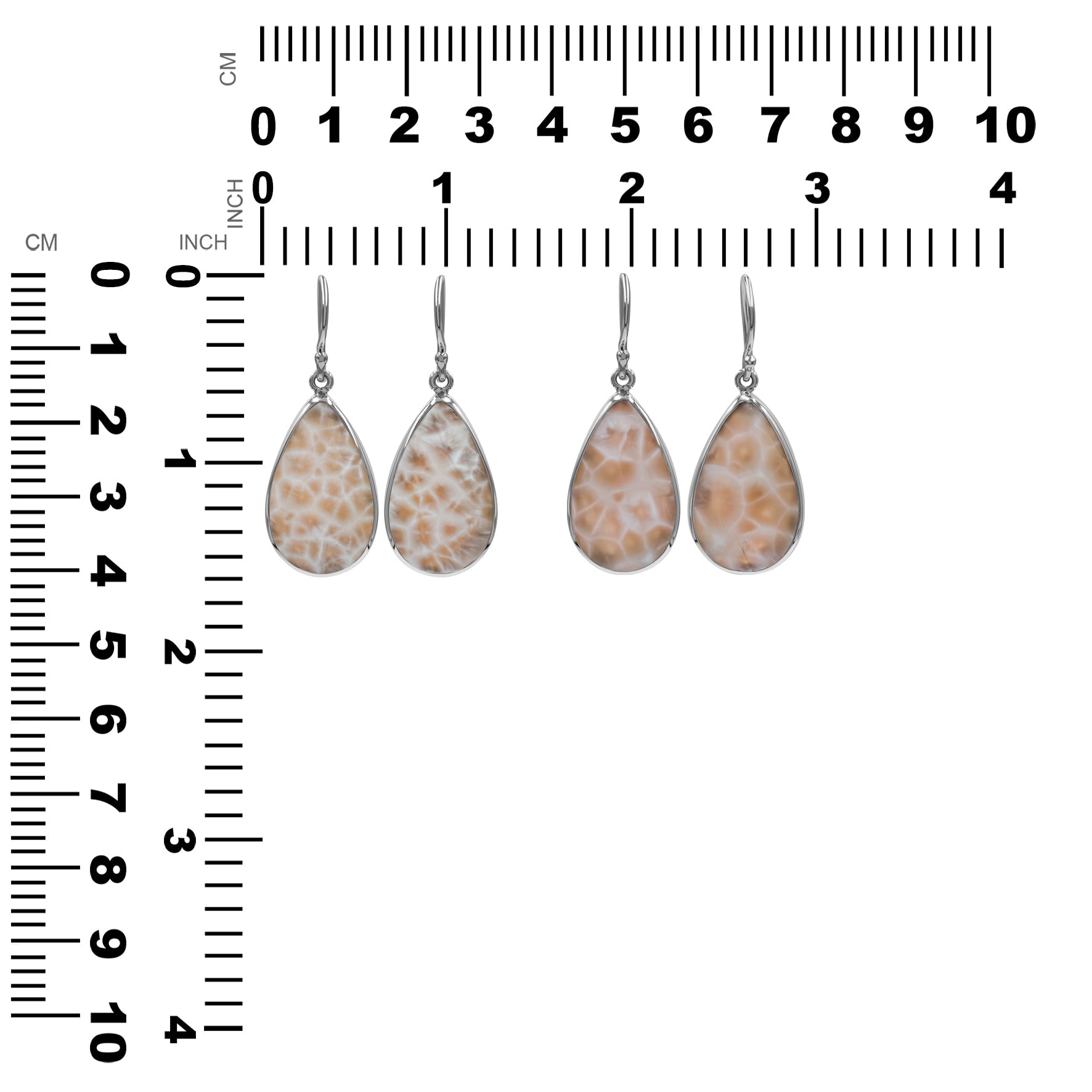 Pink Natrolite Pear Shaped Earring in Sterling Silver