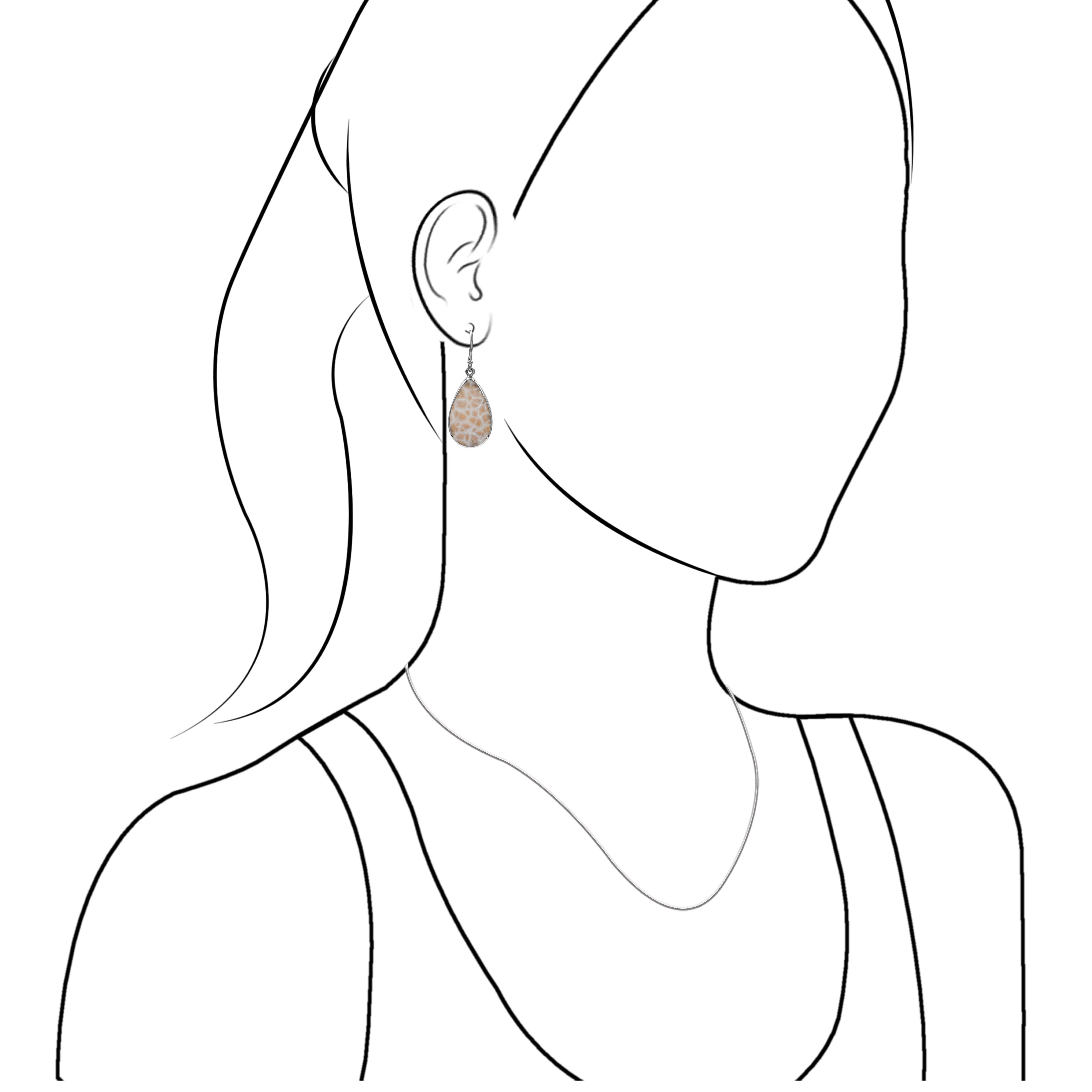 Starborn Pink Natrolite Pear Shaped Dangle Earring in Sterling Silver