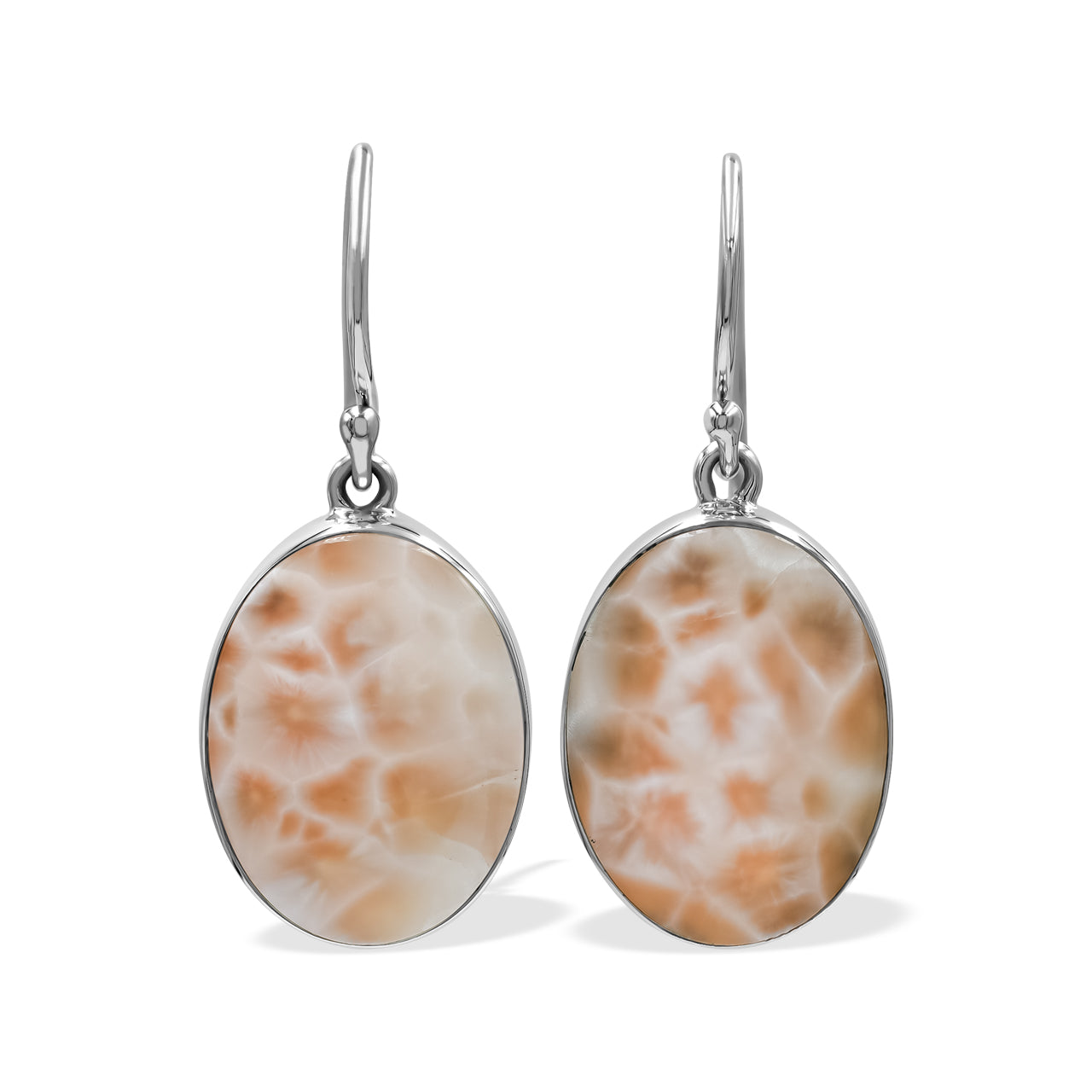 Starborn Pink Natrolite Oval Shaped Dangle Earring in Sterlling Silver