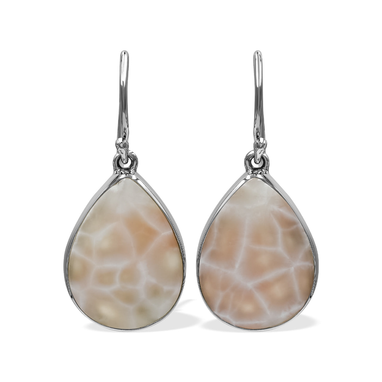 Starborn Pink Natrolite Pear Shaped Dangle Earring in Sterling Silver