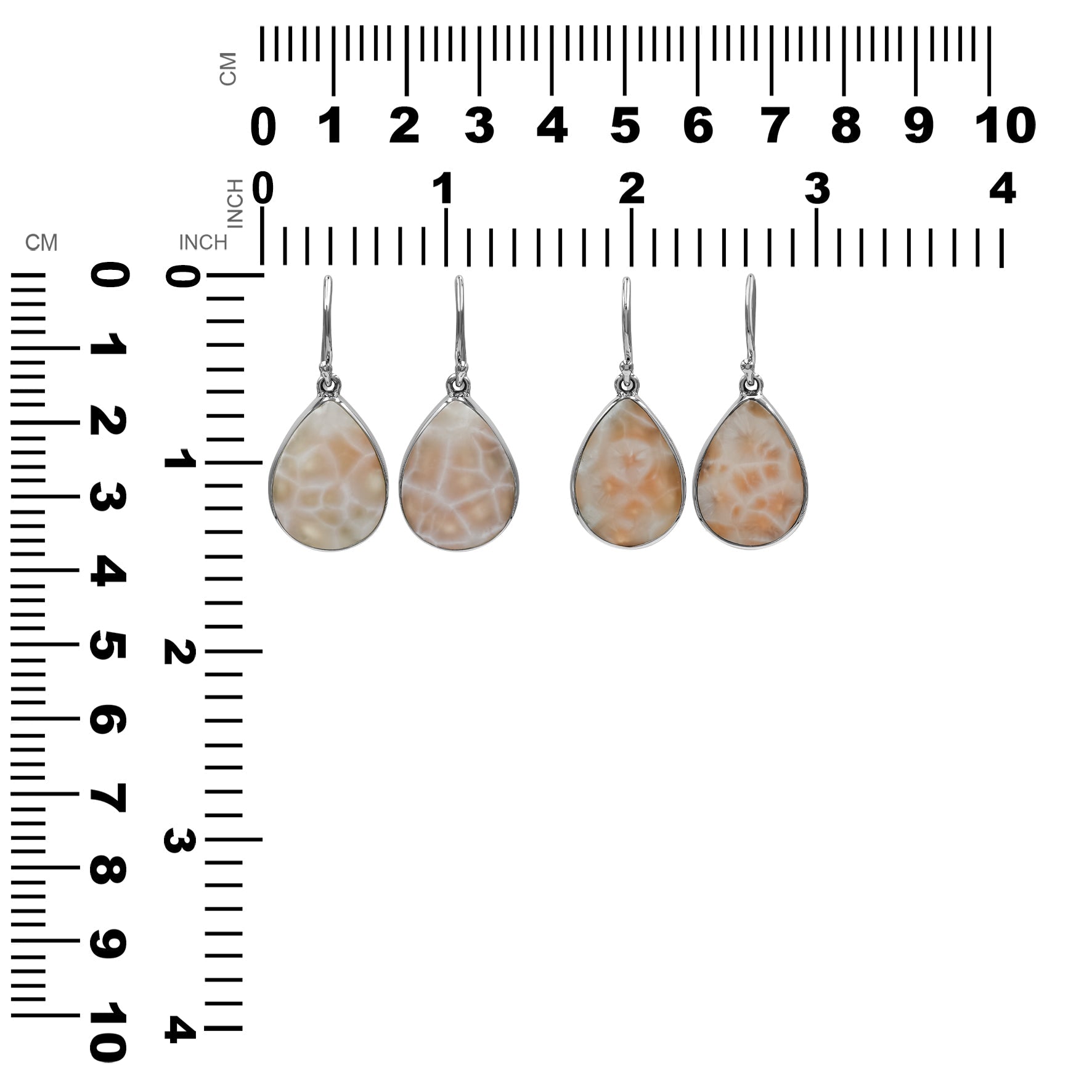 Starborn Pink Natrolite Pear Shaped Dangle Earring in Sterling Silver