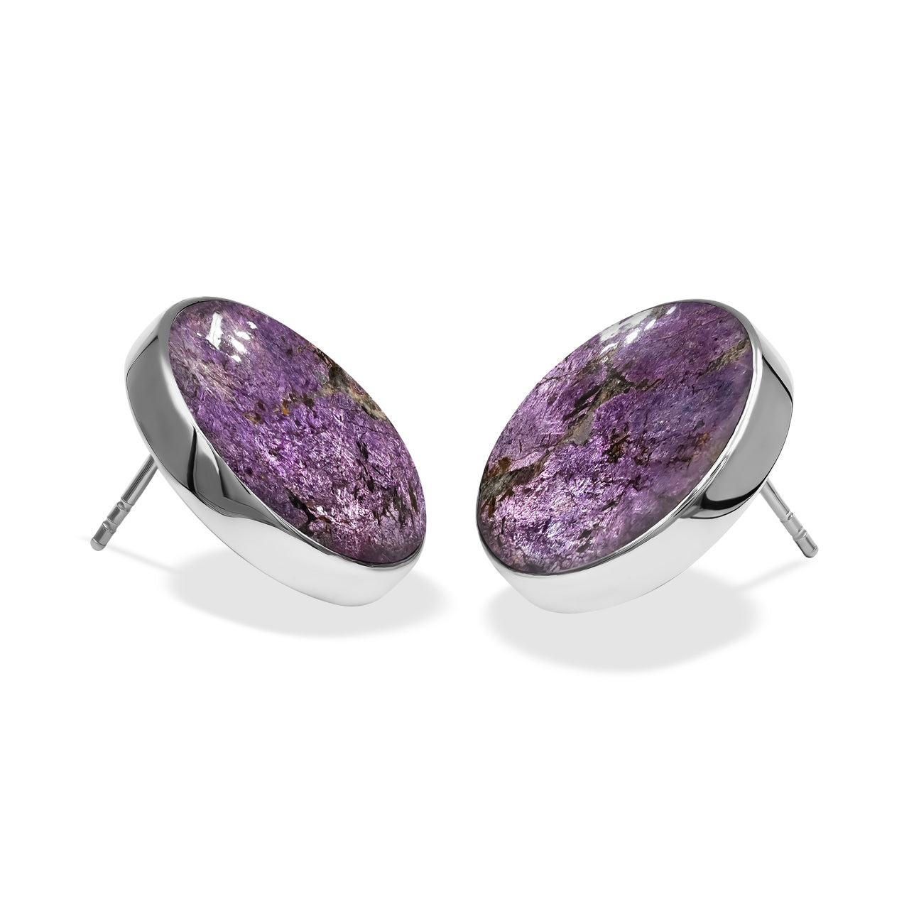 Purpurite Post Style Earrings Round 20 mm