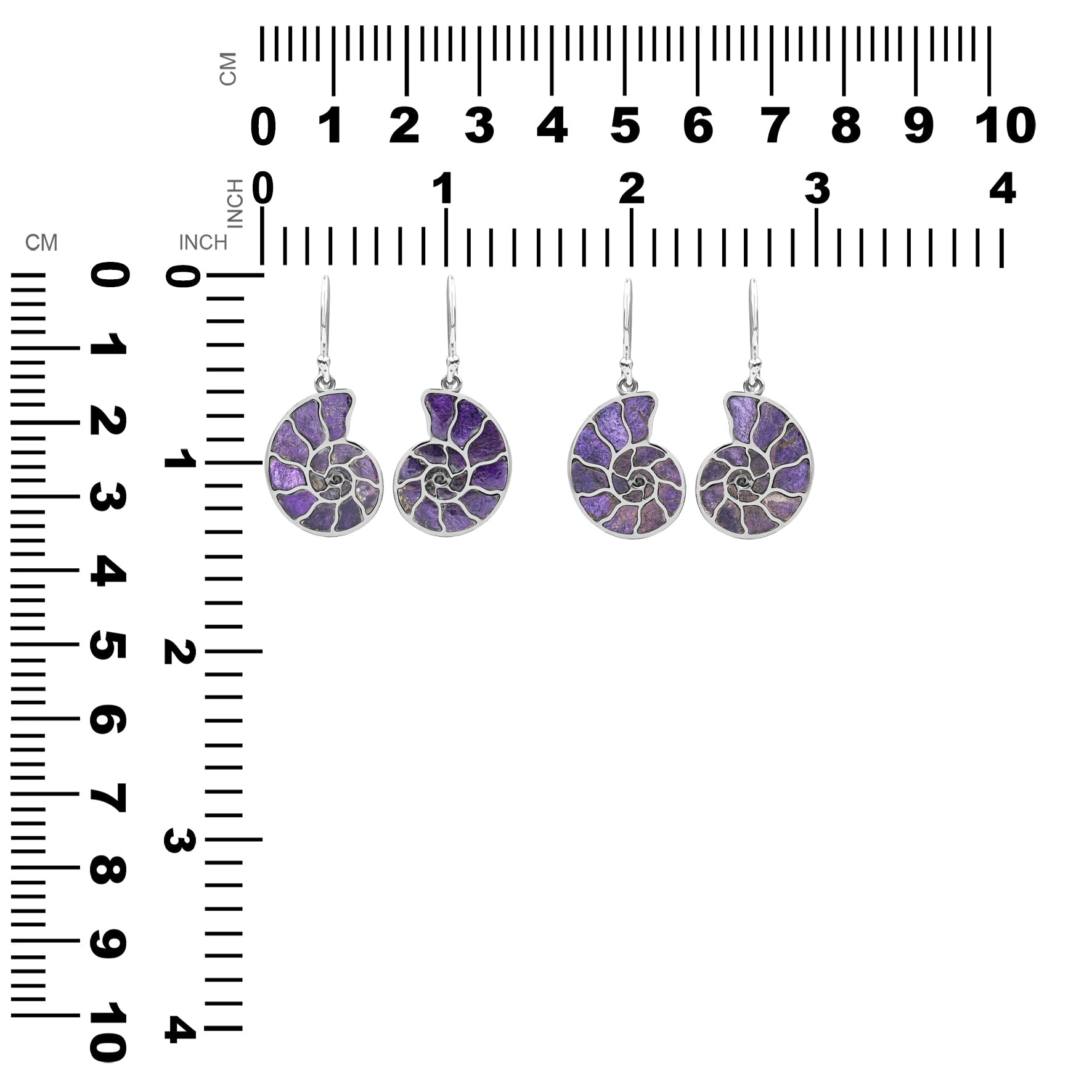 Starborn Nautilus Ammonite with Gemstones Inlay Earring in Sterling Silver - Small