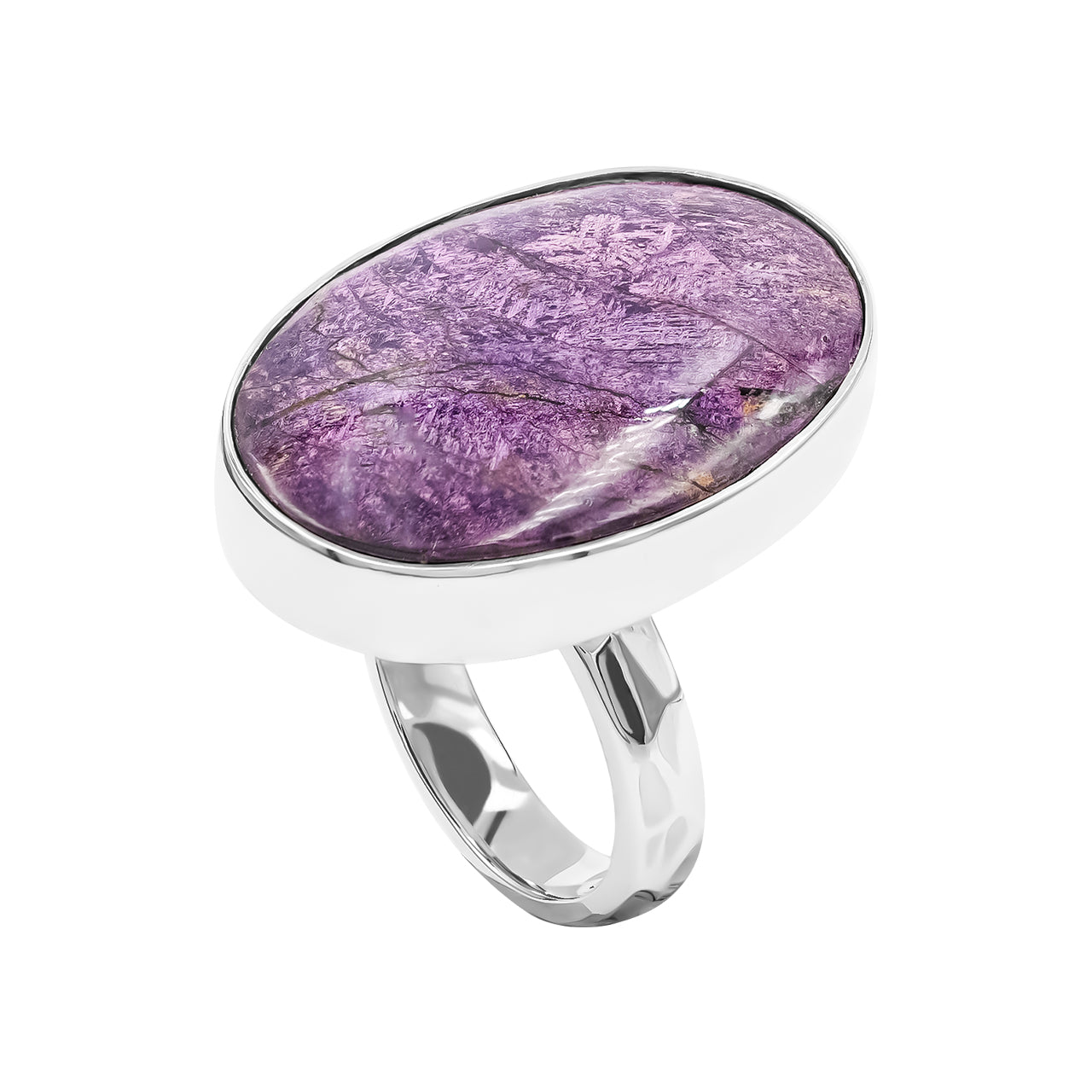 Ovaler Starborn-Ring mit Purpurit aus Sterlingsilber