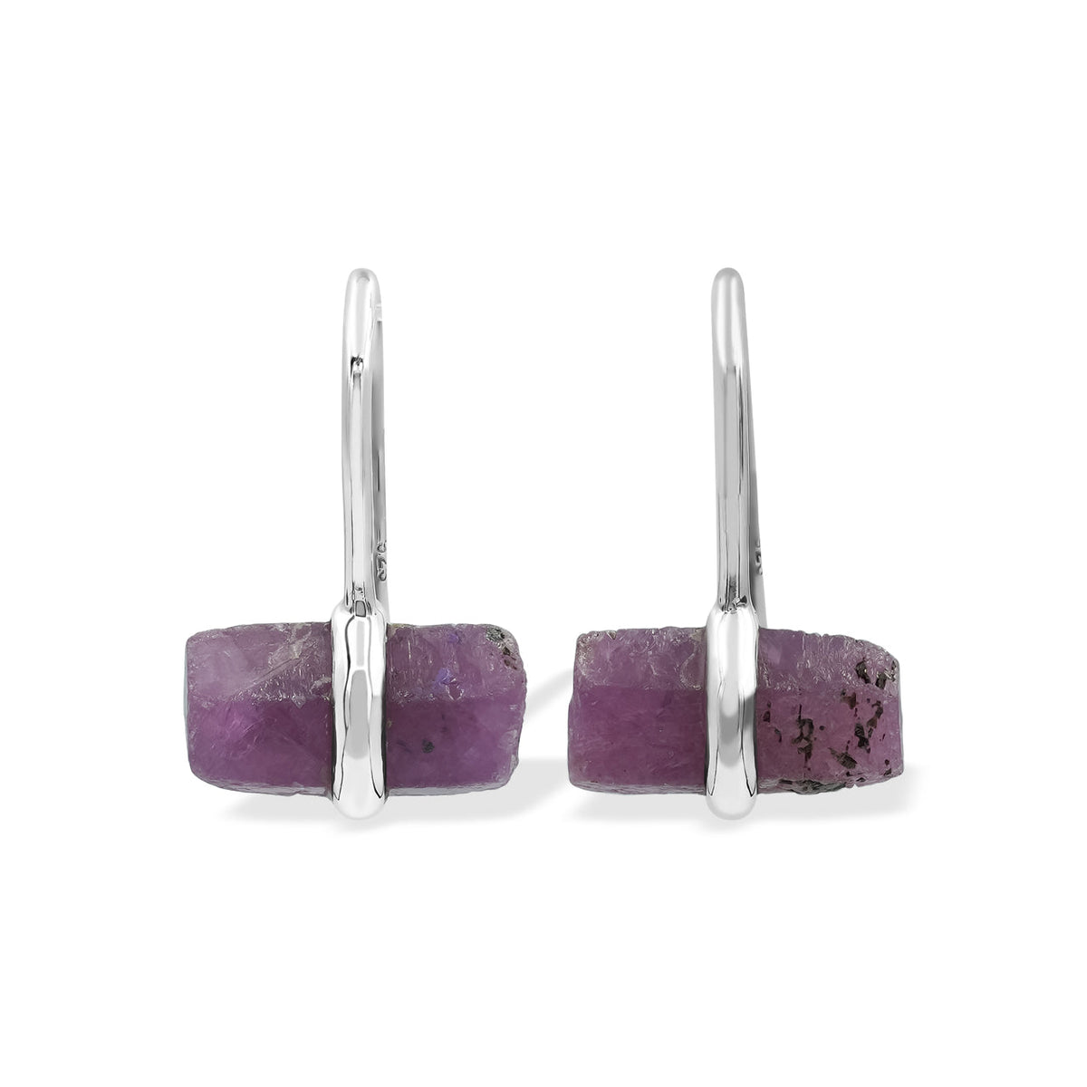 Ruby Crystal with Silver Band Earrings