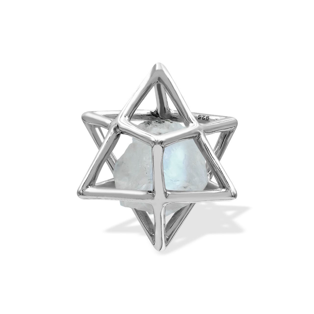 Starborn Merkabah – Mittlerer Käfig-Anhänger aus grobem Edelstein in Sterlingsilber