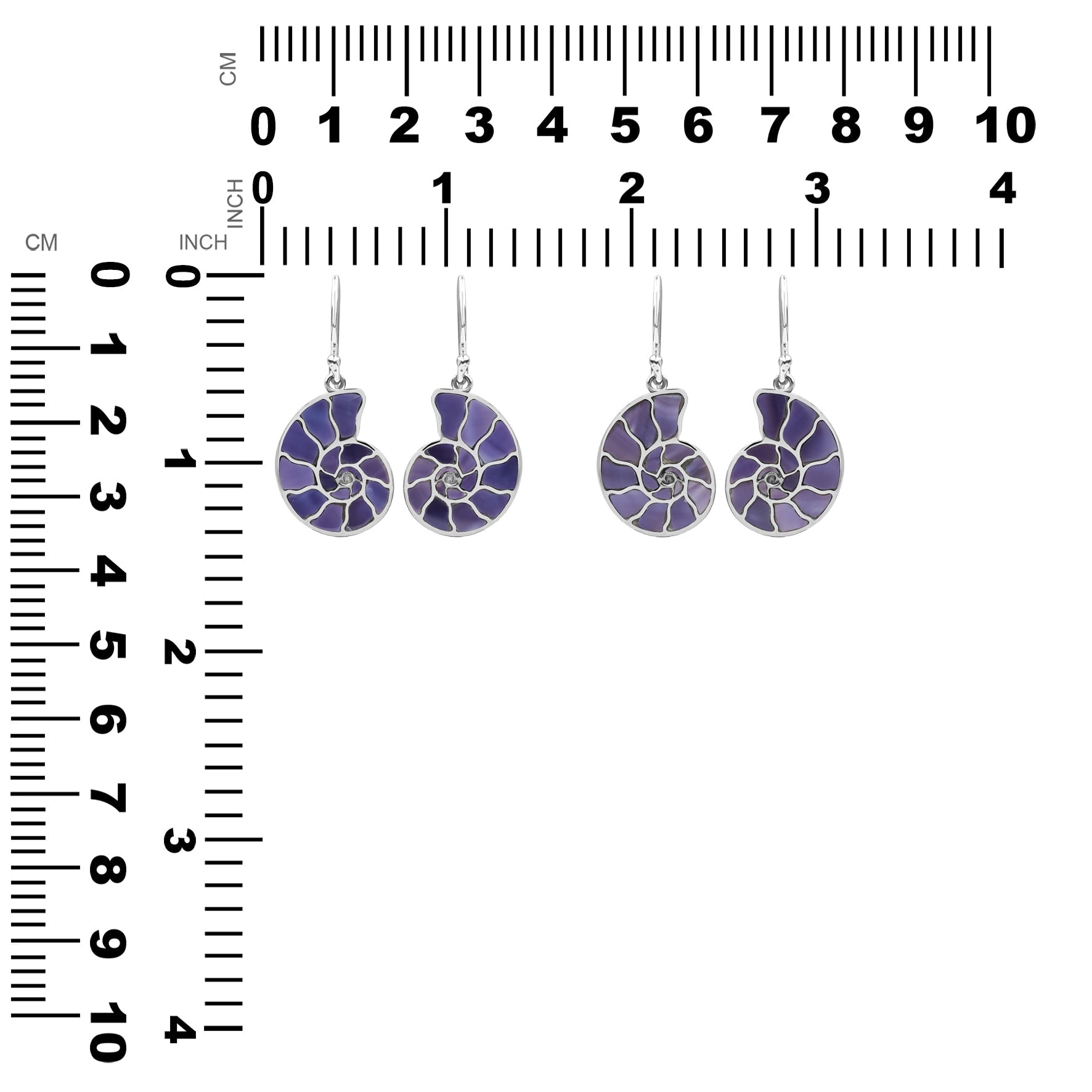 Starborn Nautilus Ammonite with Gemstones Inlay Earring in Sterling Silver - Small